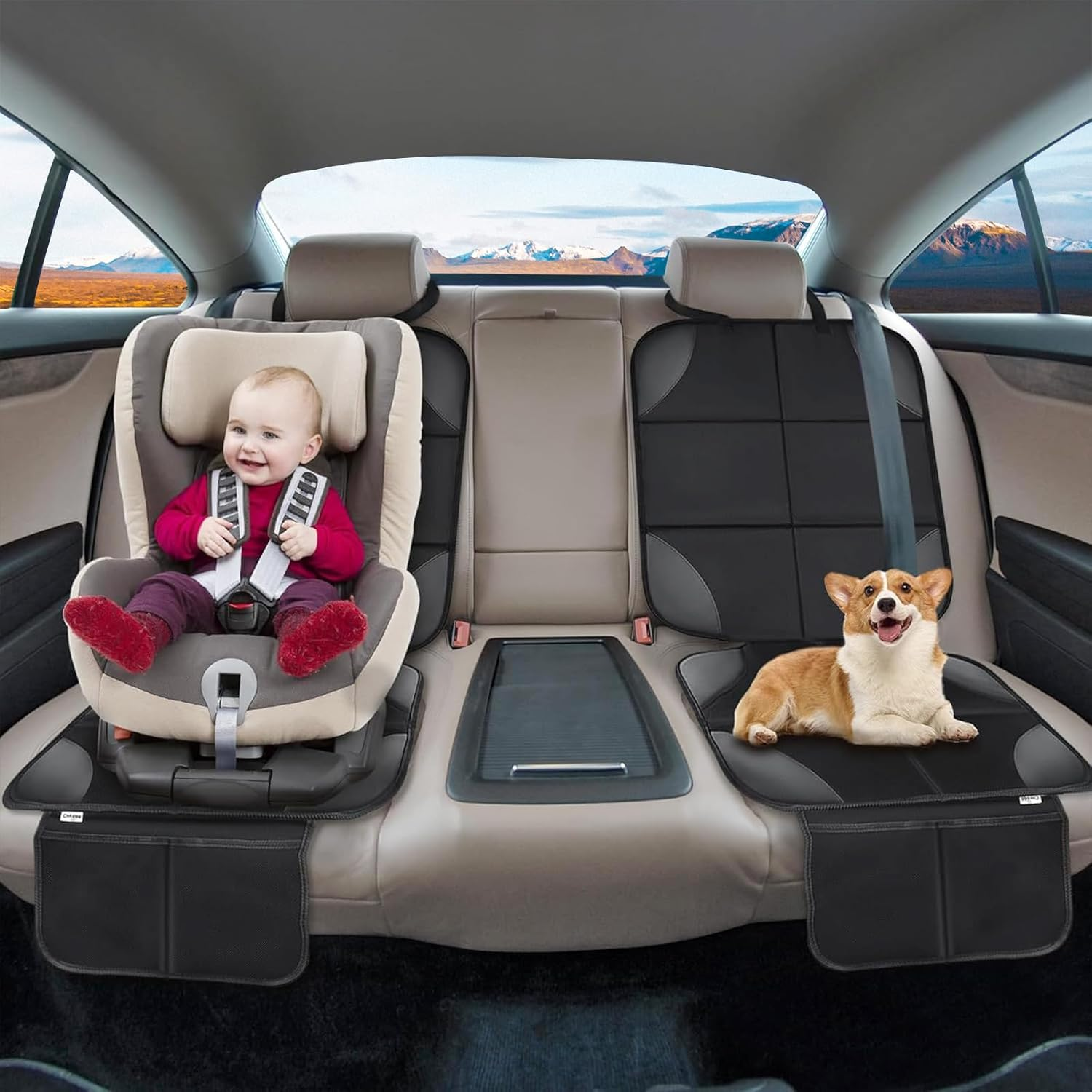 Car Seat Protector for Child, Baby, Pets, Car Seat Cushion Mat Thickest Padding with Mesh Pockets, Universal Waterproof 600D Fabric Car Seat Covers with Non-Slip Backing image number 5
