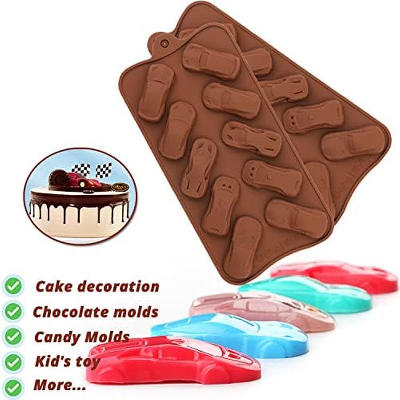 Silicone Car Chocolate Molds - Sports Auto Race Silicon Mold for Cake Decorations, Jello, Candy, Fondant, Resin - 2 Pcs image number 2