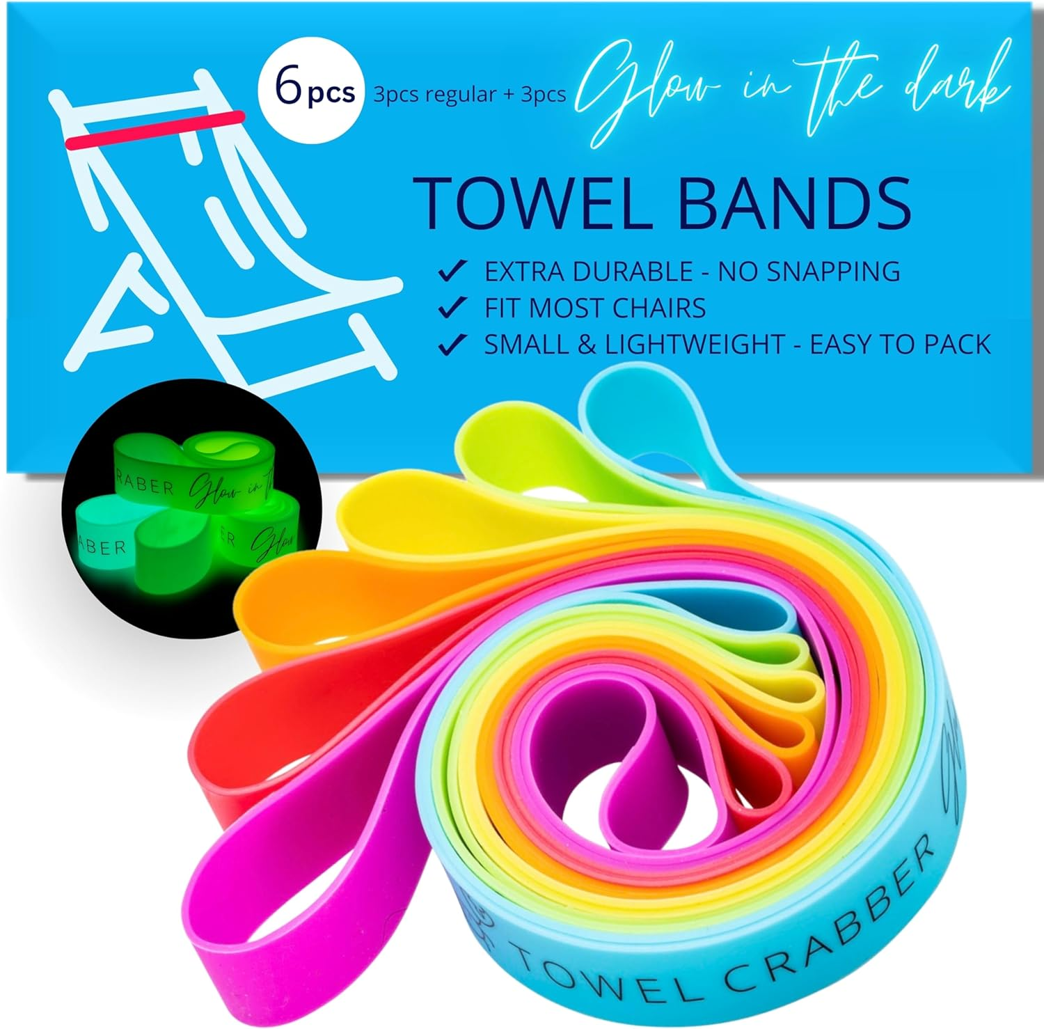Towel Bands (6 Pack), Made of Sun-Resistant Silicone, a Great Alternative for Beach Towel Clips. Cruise Essentials, Cruise Accessories Must Haves