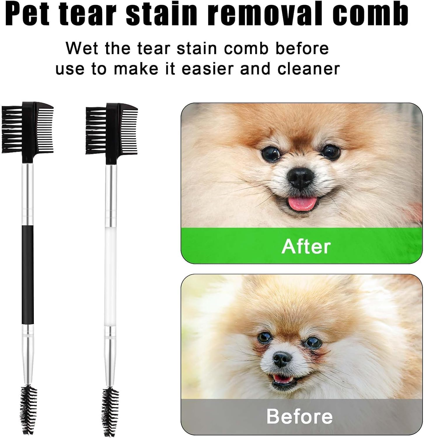 4Pcs Pet Tear Stain Remover Combs, Double-Head Dog Tear Comb Dog Eye Brush Dog Eye Cleaning Comb Brush Dog Facial Grooming Comb for Small Pet image number 2