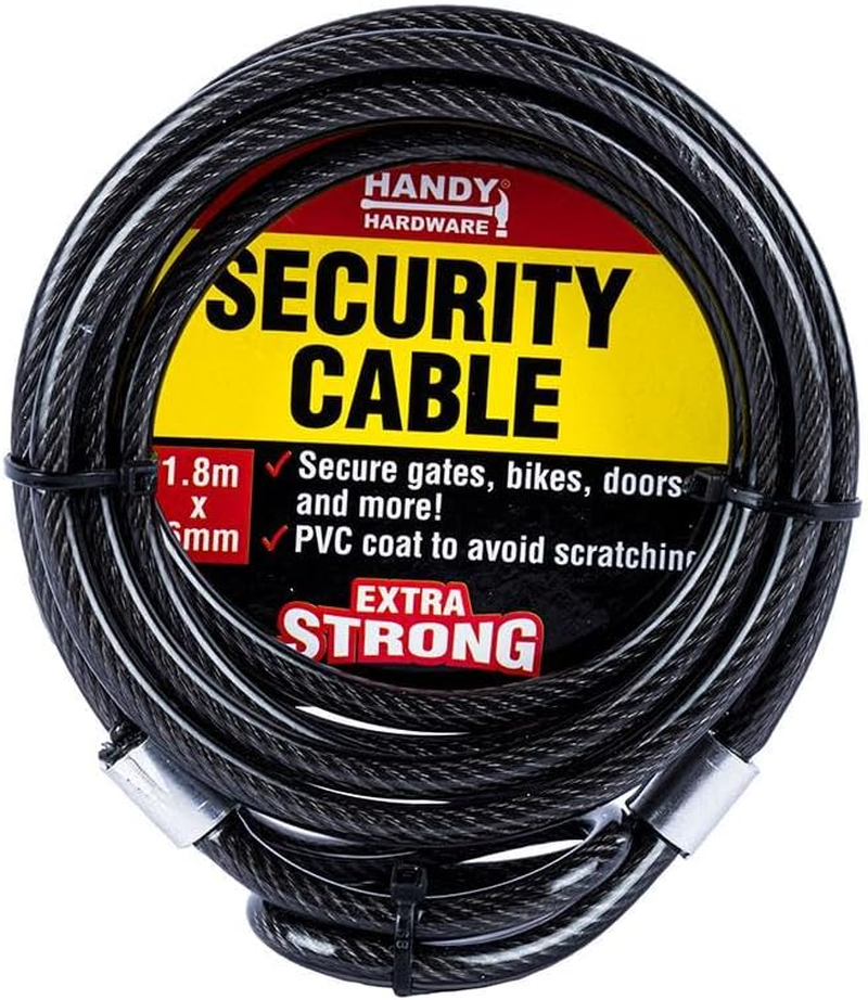 1 PK Security Cable Steel PVC Coated Heavy Duty Secure 1.8M X 6Mm image number 2