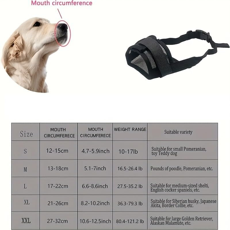 Nylon Mesh Breathable Dog Mouth Cover, Quick Fit Dog Muzzle with Adjustable Straps，Pet Mouth Cover, to Prevent Biting and Screaming to Prevent Accidental Eating (Black, L) image number 4