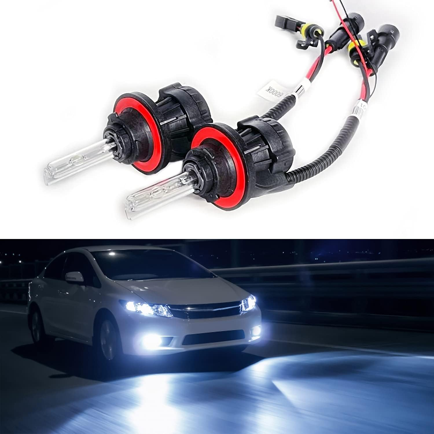 H13 9008 Bi-Xenon HID Bulbs 35W Super Bright Dual Hi/Lo Headlight Bulb Replacement, 8000K Ice Blue, Pack of 2