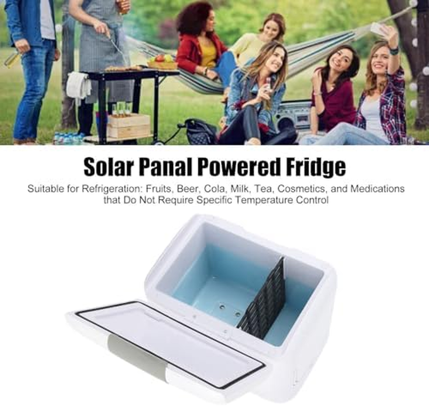 Bewinner 50W Mini Fridge, Solar Powered Cooler Portable, Camping Refrigerator, DC18V with Solar Panel, Warmer & Cooler Dual Use for Outdoor Activities