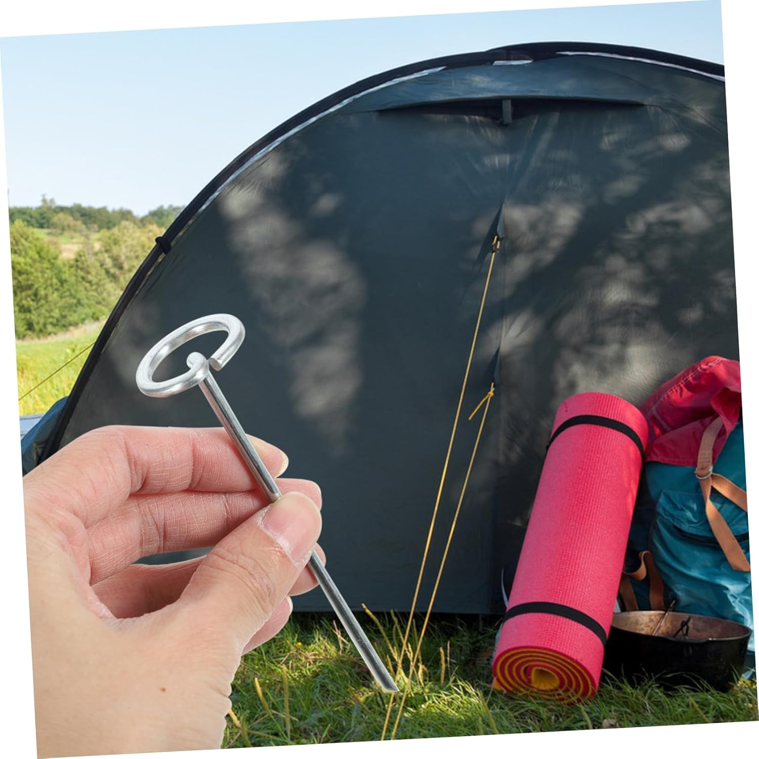 1Set Heavy-Duty Landscape Fabric Stakes for Soil Stabilization Garden Staples for Flower Bed and Outdoor Use Top Pin image number 4