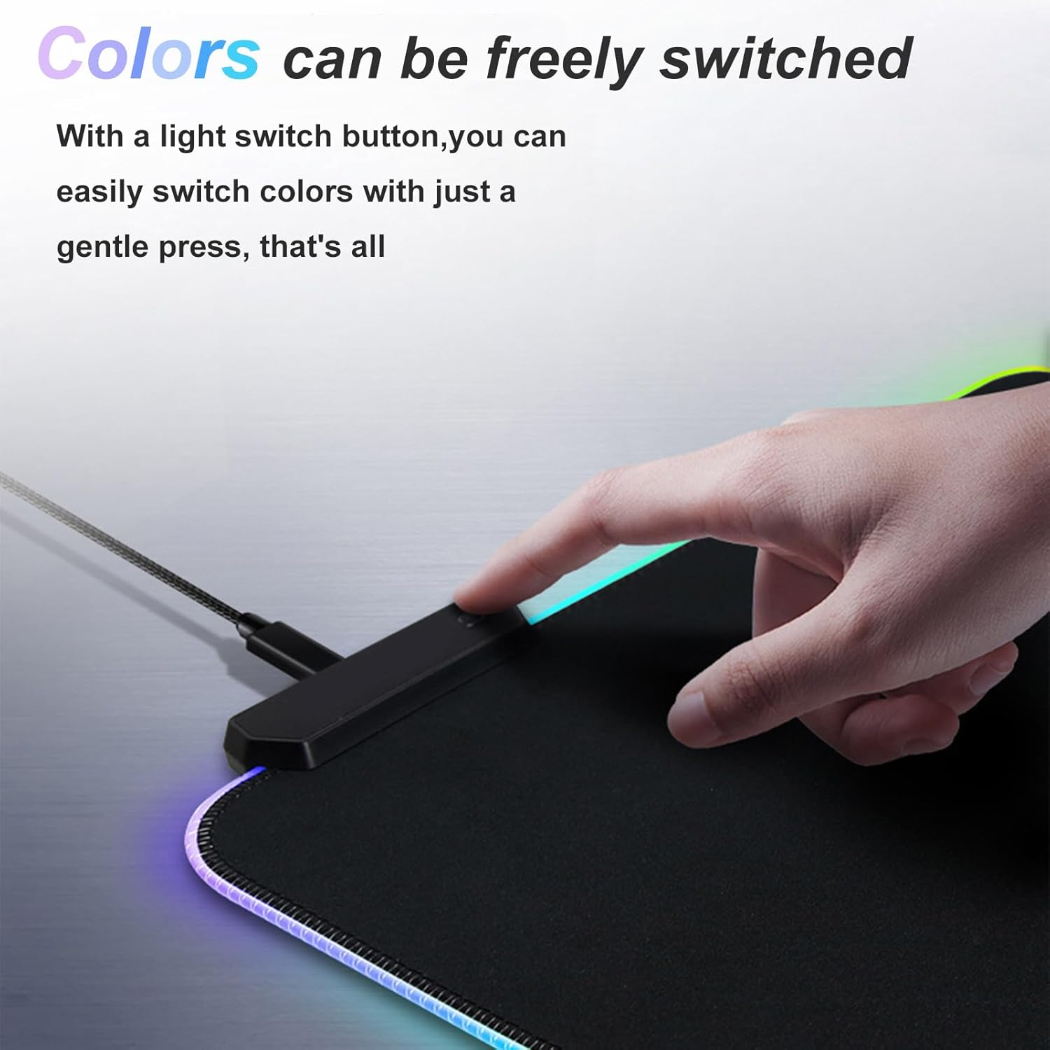 RGB Led Gaming Mouse Pad，Oversized Glowing Soft Extended Mousepad，80X30Cm Waterproof Non-Slip Rubber Computer Keyboard Pad Mat Black image number 2
