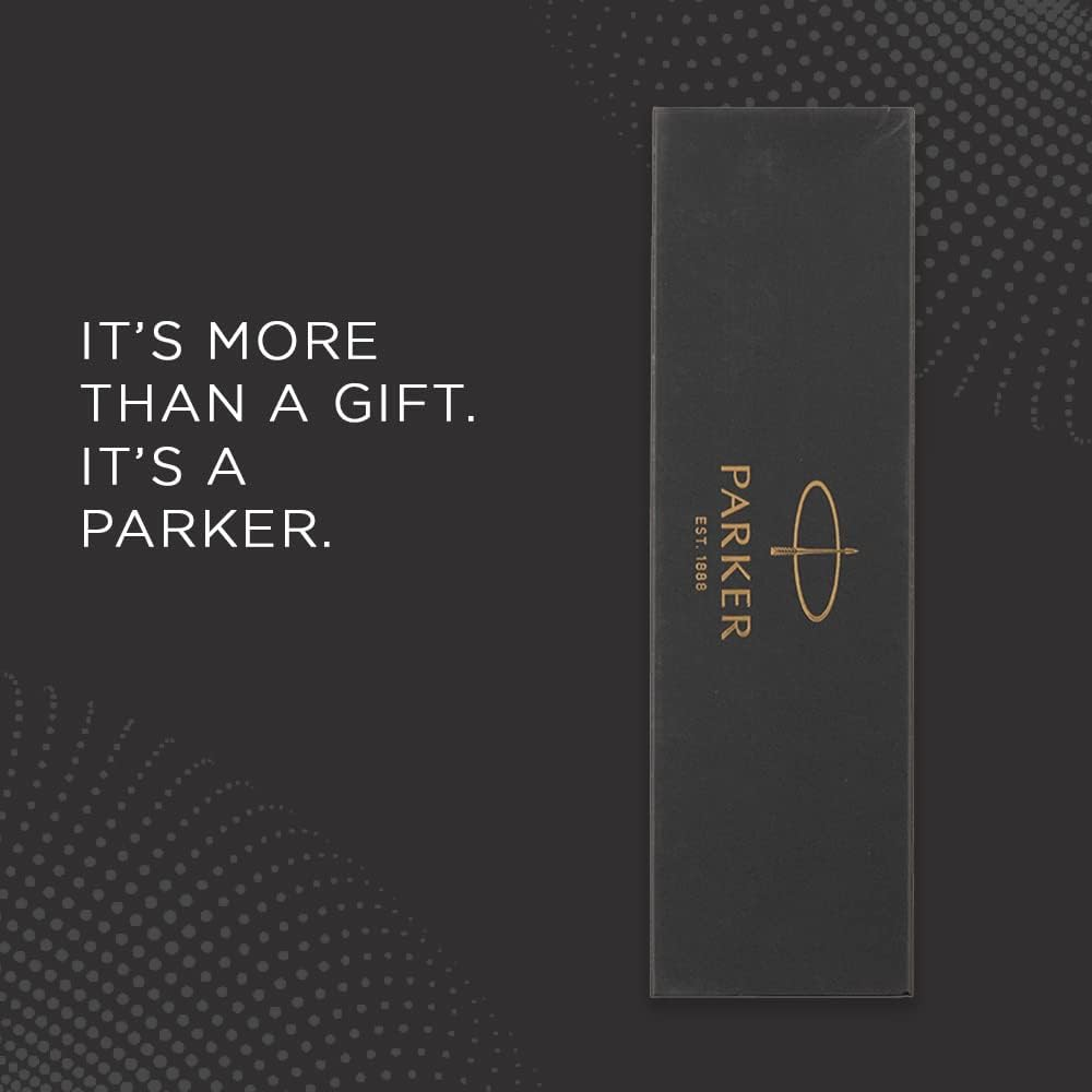 Parker Frontier Stainless Steel Gold Trim Blue Ink Roller Ball Pen image number 3