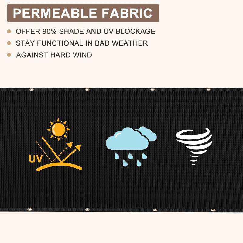 6X25FT Privacy Screen Fence, Heavy Duty Fencing Shade Cover, 170GSM 90% Blockage Mesh Shade Net for Wall Garden Yard Backyard (6 Ft X 25 Ft, Black) image number 4