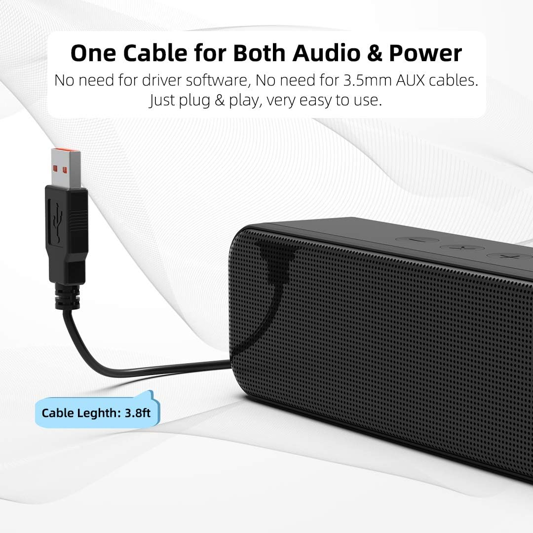 LIELONGREN [Newer] USB Computer Speaker for Desktop, Laptop Speaker, PC Speaker, Small Computer Soundbar with Hi-Quality Sound, Loud Control Volume, Rich Bass image number 2