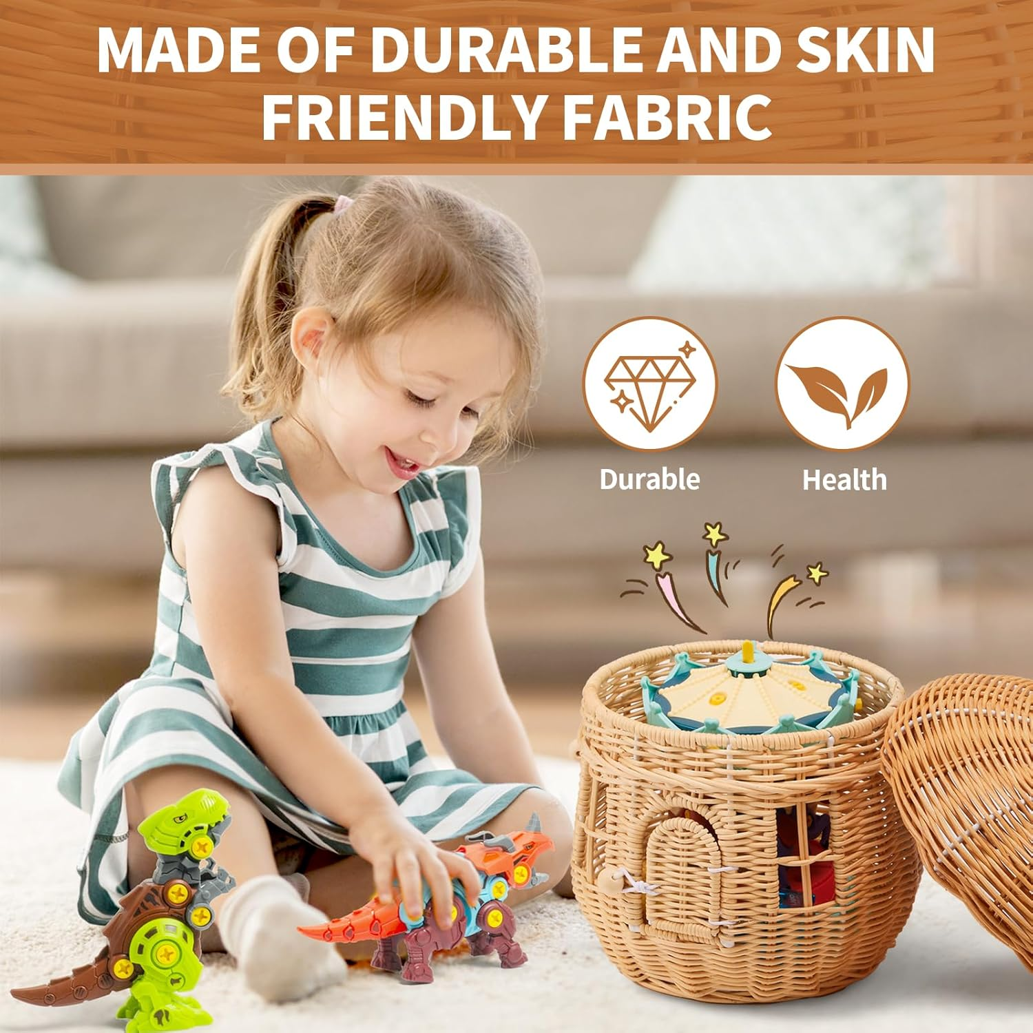 Handmade Wicker Mushroom-Shaped Storage Basket for Outdoor, Kids, Decor, Photography Props image number 6