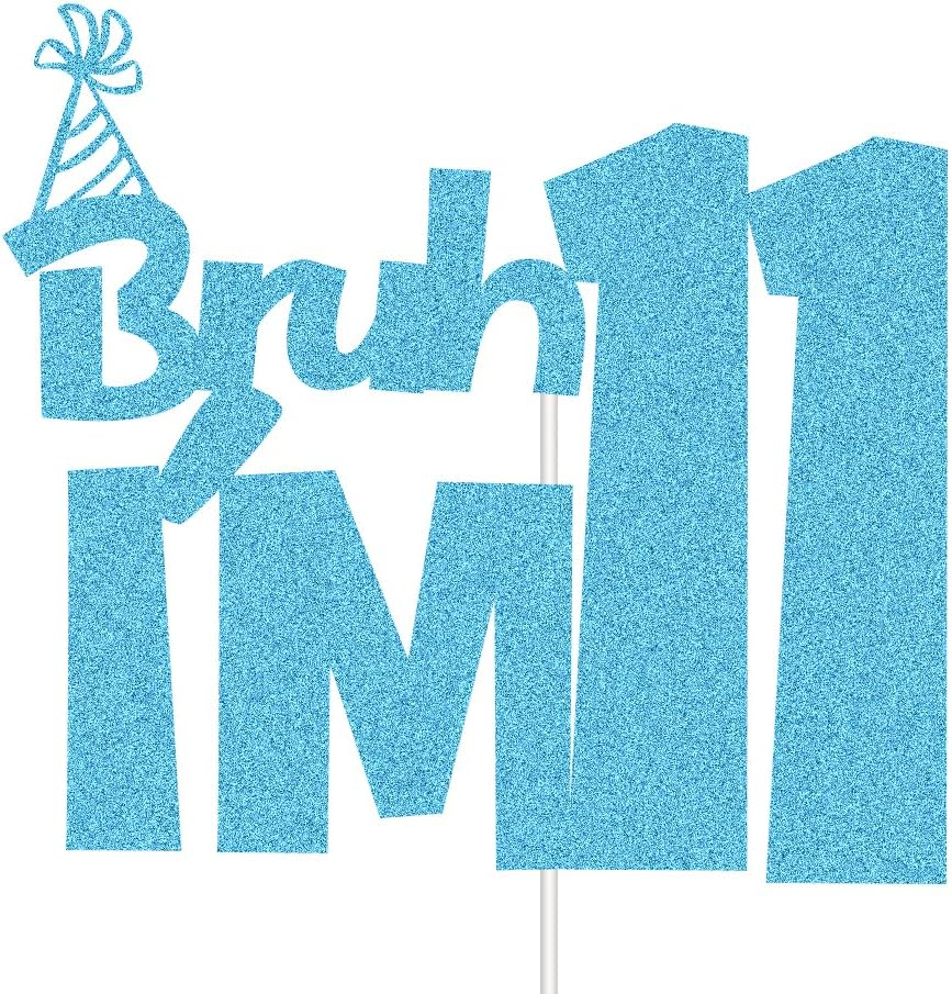 XIUHUBA Bruh I'M 11 Cake Topper, Happy 11Th Birthday Cake Decor, Kids Boys 11Th Birthday Party Decorations, Funny Eleven Years Old Birthday Party Supplies Blue Glitter image number 4