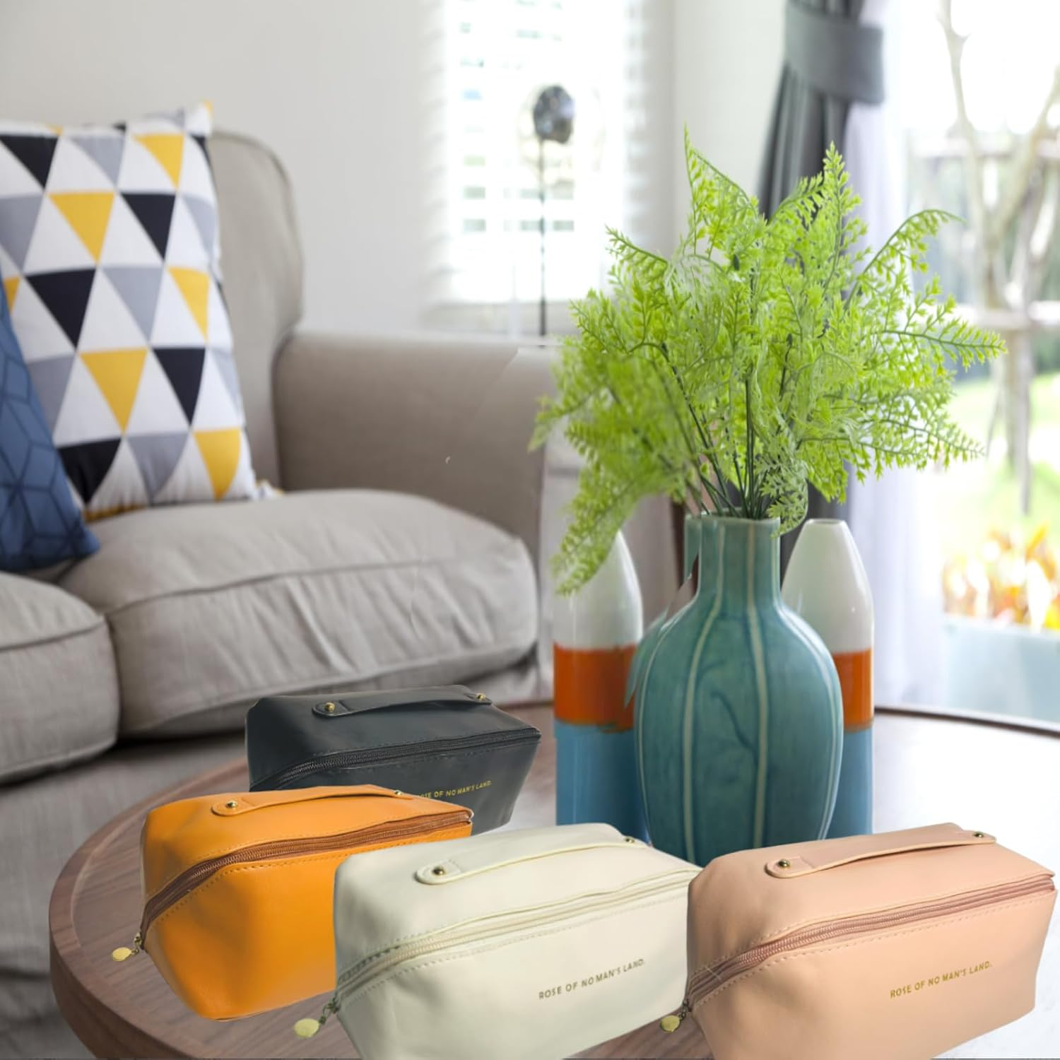 Travel Makeup Bag for Women, ZACHMEST Large Capacity Pouch Open Flat Cosmetic Bag with Compartments, Water-Resistant PU Leather Portable Toiletry Bag with Divider and Handle image number 6