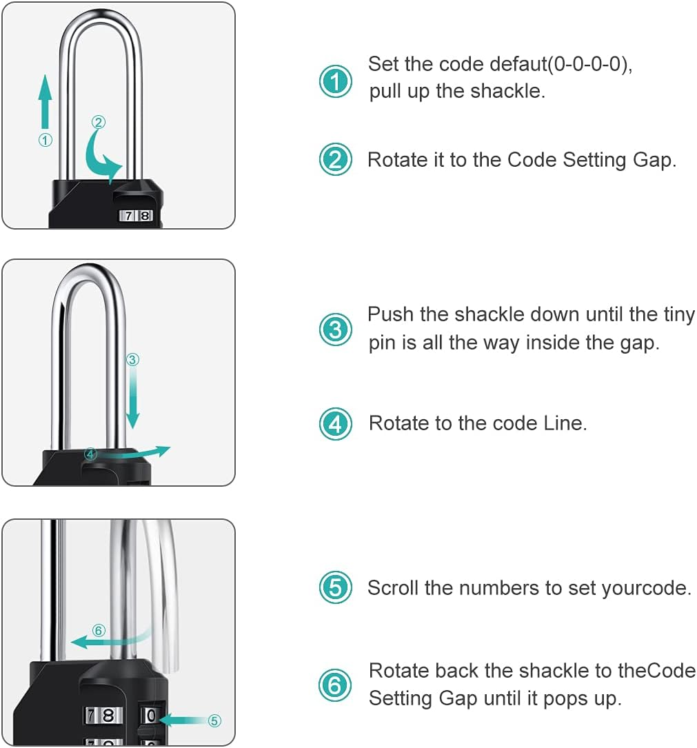 Combination Padlock, [2.6Inch Long Shackle] Diyife 4 Digit Combination Lock, Padlock Weatherproof Outdoor Locker Lock for School Gym Locker, Shed, Fence, Hasp (Black) image number 3