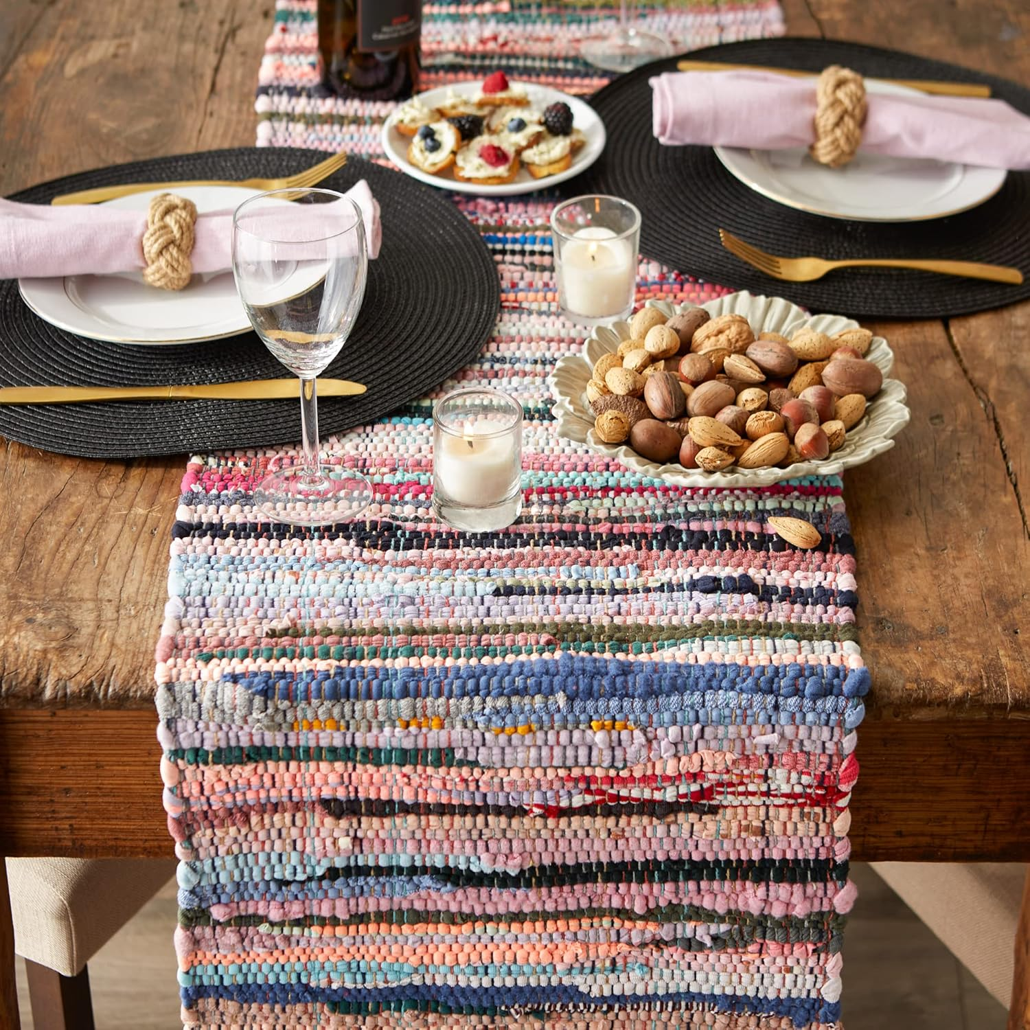 DII 100% Cotton, Everyday Machine Washable Chindi Rag Table Runner, 14 X 72, Multi Color - Multi image number 6