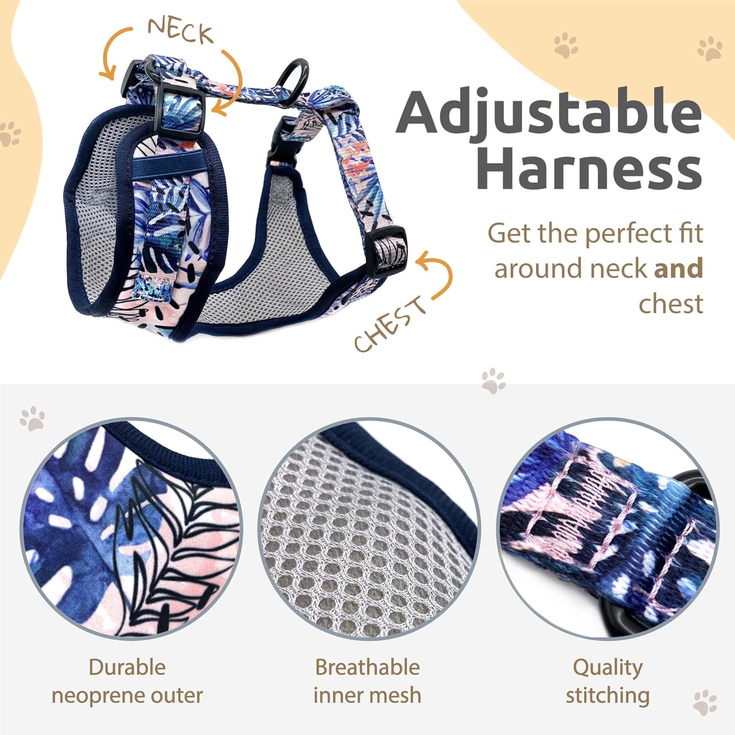 PIPCO PETS - Adjustable Dog Harness | Cute Colourful Patterns | Perfect Fit, Escape Proof Vest | Safe and Secure | Easy On/Off | (Large, Gettin' Ziggy) image number 1