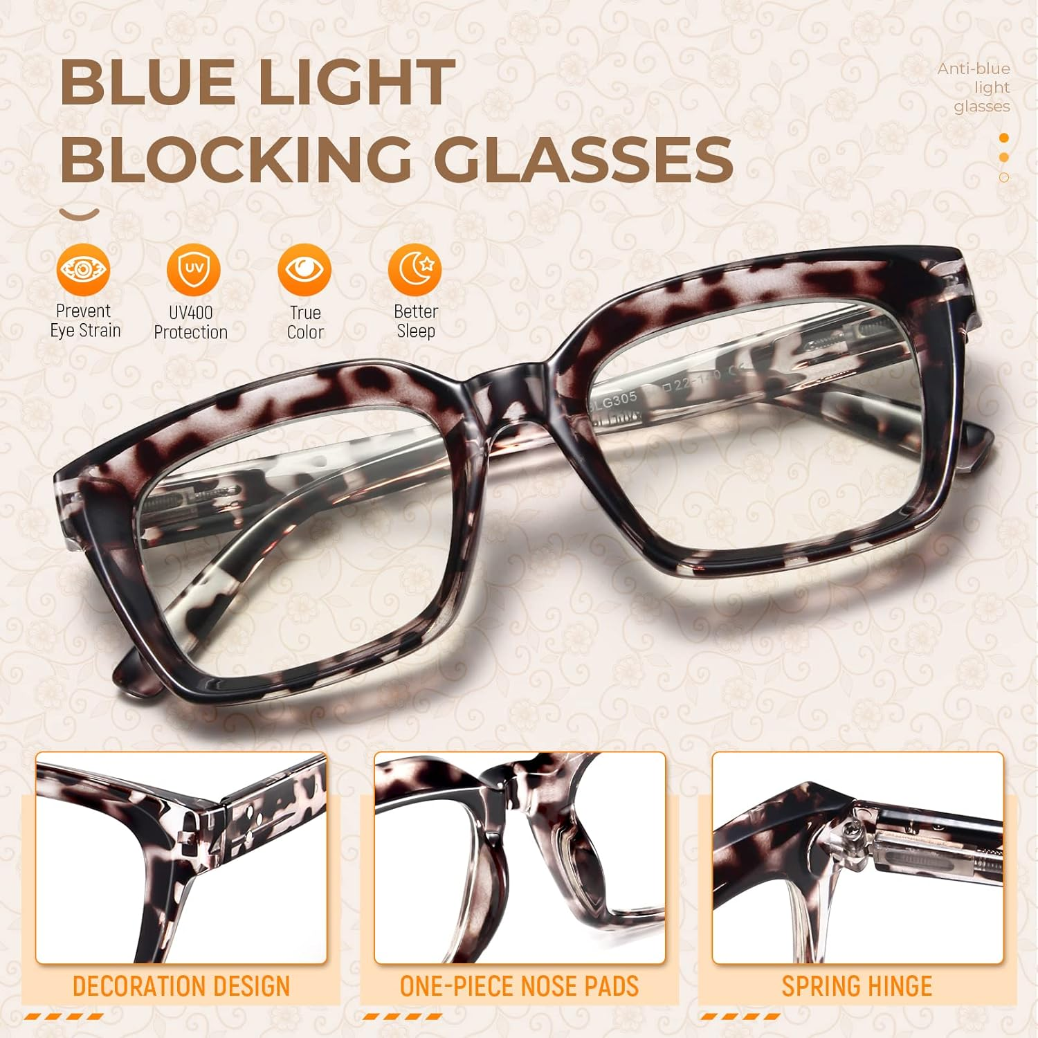 IBOANN Blue Light Glasses Women Men 3 Pack anti Eye Strain Computer Gaming Eyeglasses - Fashion Oversized Square Frame