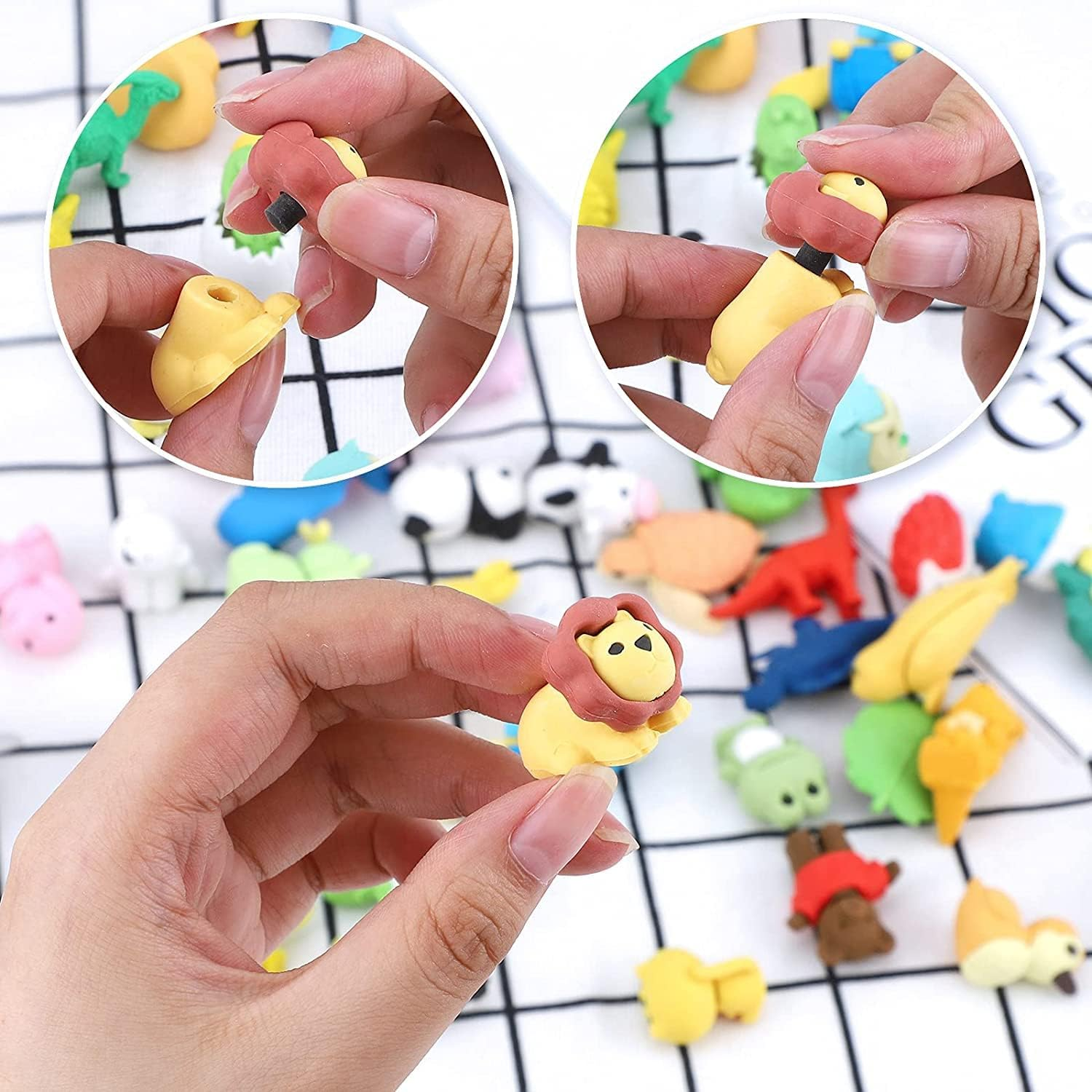 36 PCS Animal Erasers, Bulk Pencil Erasers Come Apart Puzzle Eraser Toys for Classroom Rewards, Party Favors, Games Prizes, Easter Egg Fillers, Carnivals Gift and School Supplies (Random Designs) image number 2