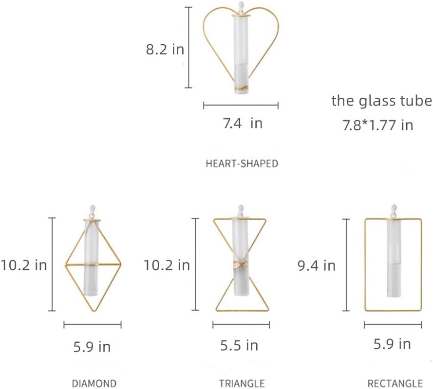 Nordic Hanging Wall Vase Geometric Gold Vase Metal Glass Vase Hydroponic Flower Vase Decorative for Centerpieces Farmhouse Wedding Home(Gold-R) image number 6