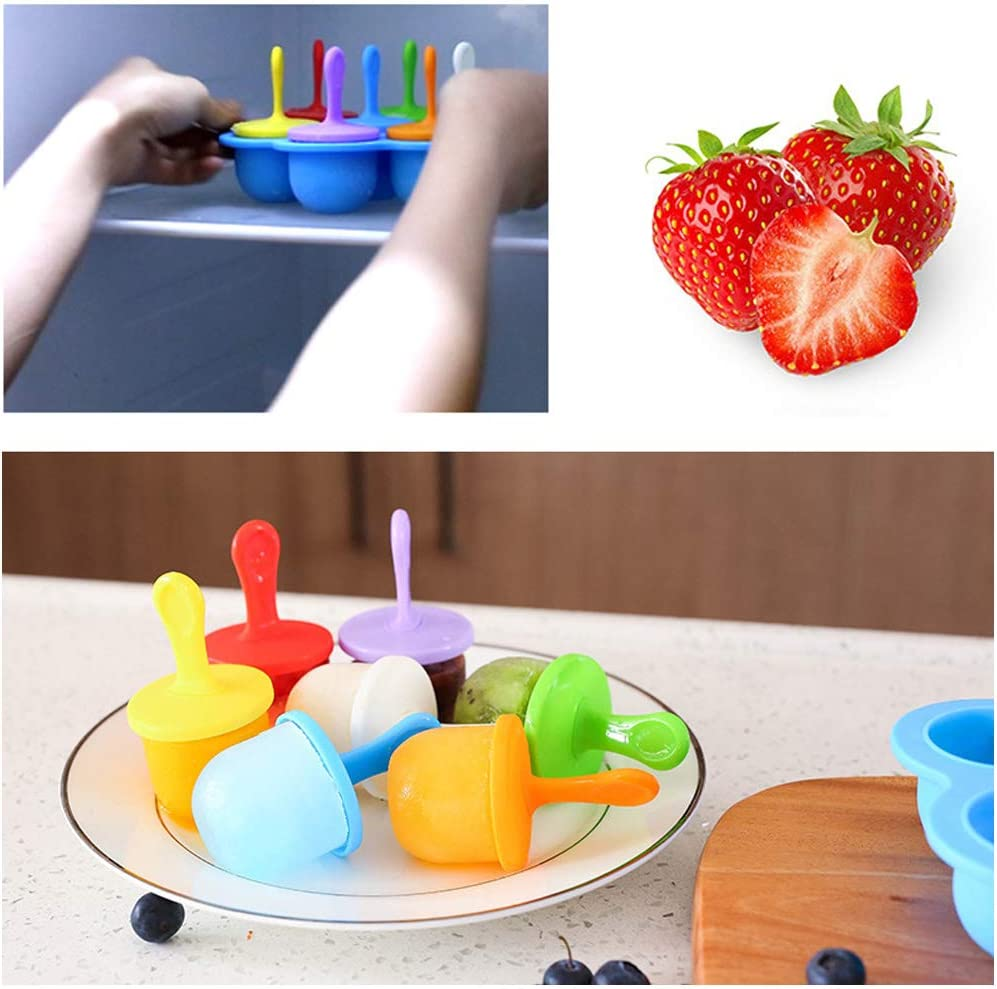 Blue Silicone Popsicle Molds Mini 7-Cavity Ice Pop Molds Food Grade Non-Stick Popsicle Molds image number 6