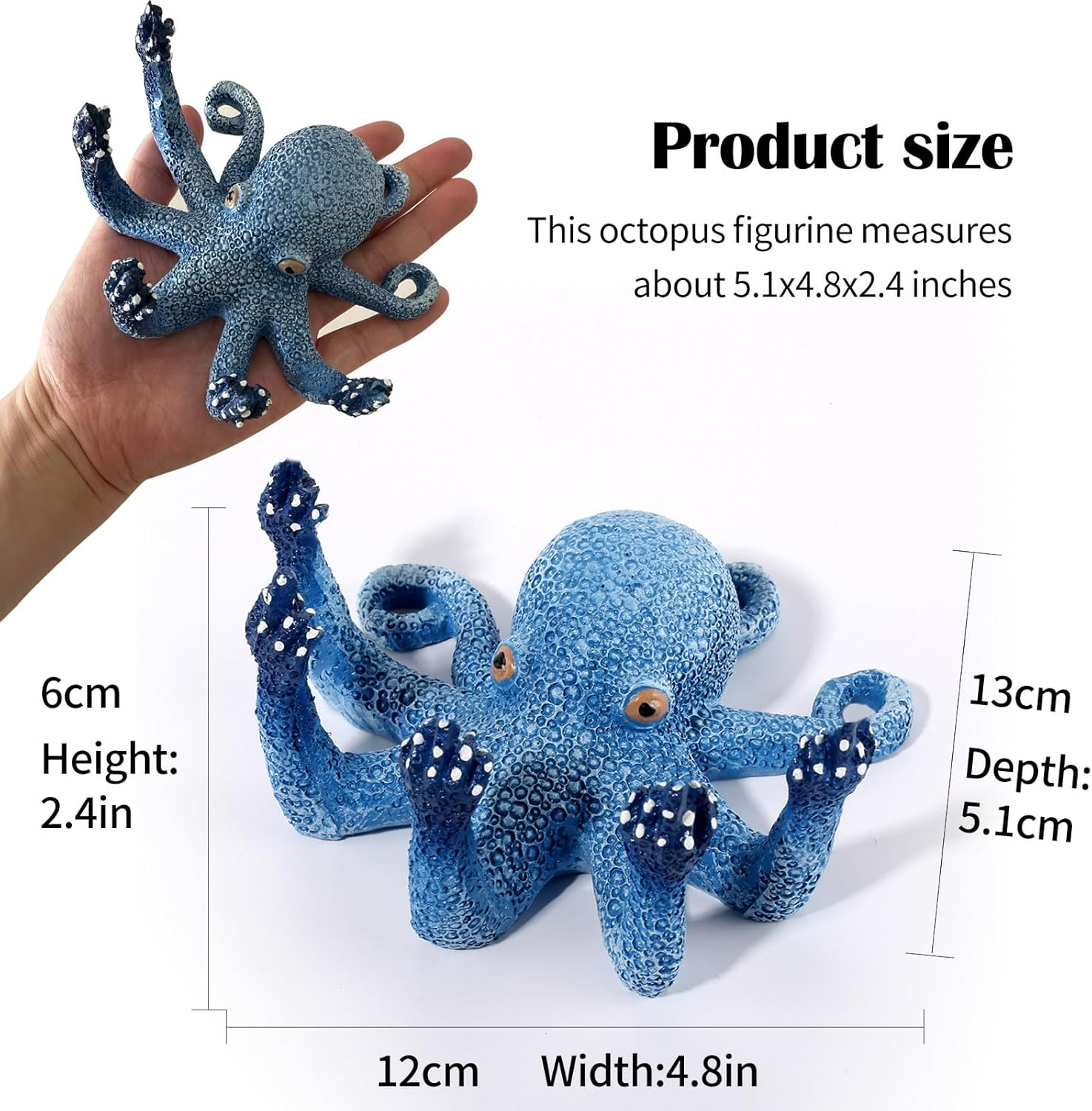 Octopus Aquarium Ornaments Decoration, Blue Artificial Sea Life, Glowing Fingers Enhance Visual Appeal, Suitable for Various Fish Tanks image number 2