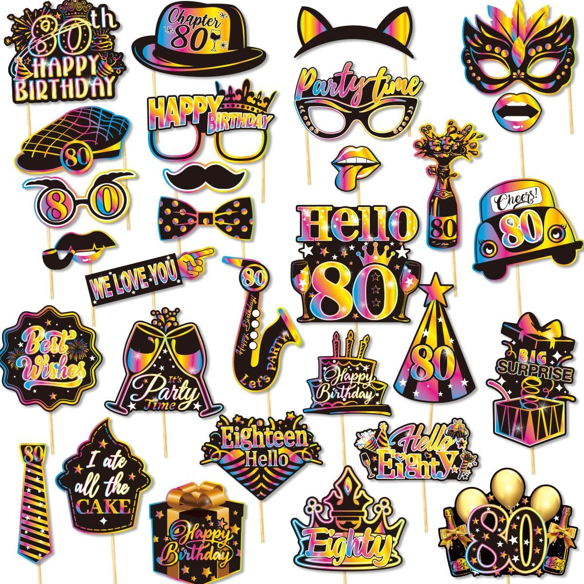 30Pcs Birthday Photo Booth Props Kit Happy Birthday Party Favors Funny Birthday Party Supplies Decoration for Men and Women (18Th) image number 5