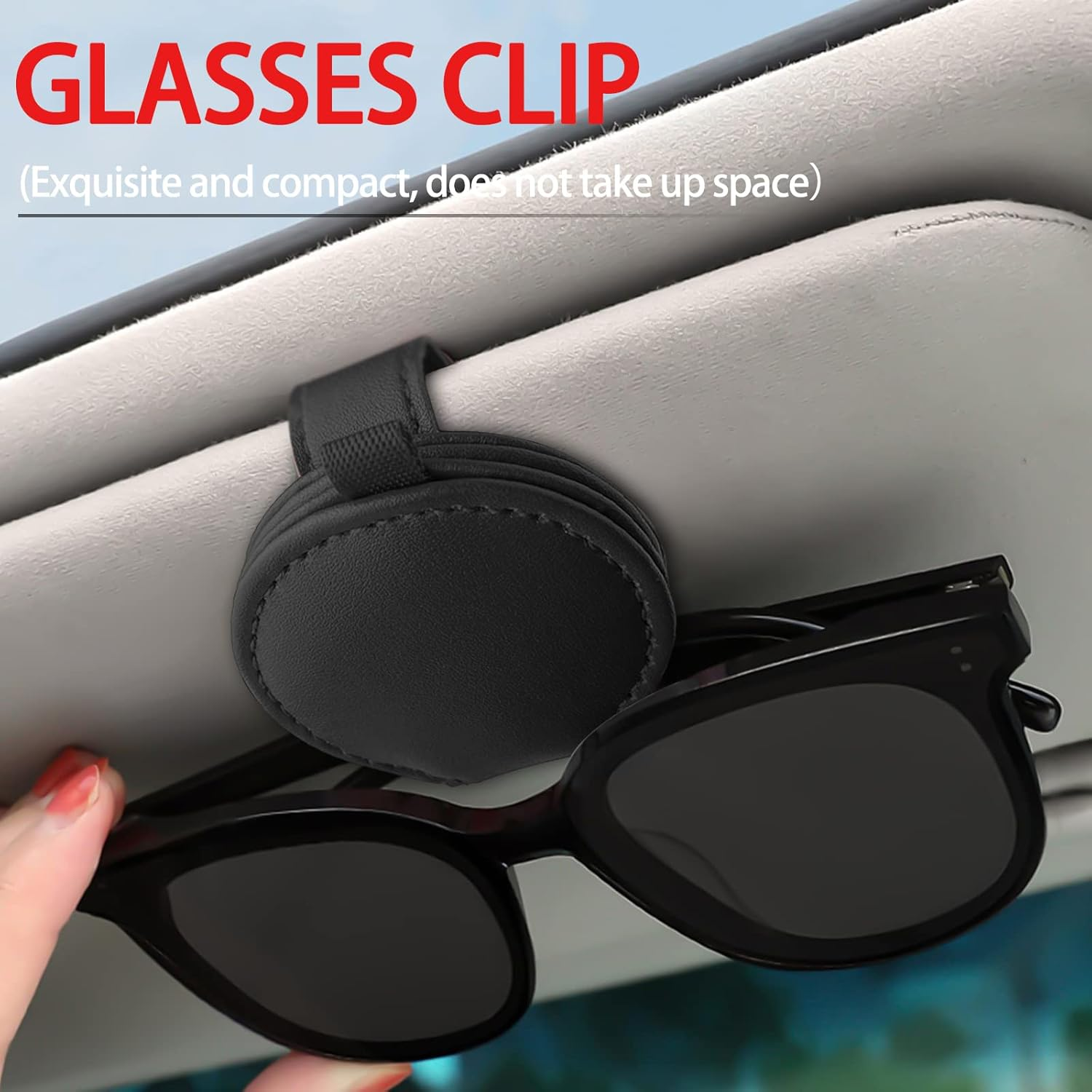 2 Pack Set Black Sunglass Holder for Car,Visor Sunglass Holder,Car Accessories for Man Women image number 2