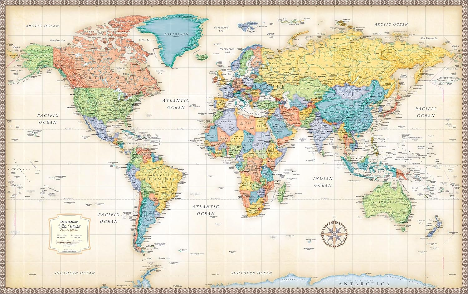 Rand Mcnally Classic Edition World Wall Map &ndash; Laminated Rolled