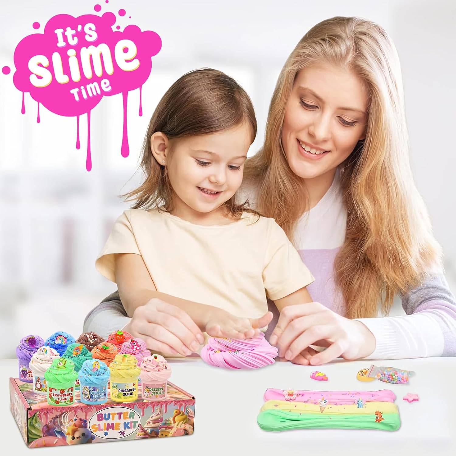 12Pack Butter Slime Kit with Scented DIY Slime for Girls and Boys, Super Soft, Non-Sticky Stress Relief Toy, Party Favors and Birthday Xmas Gift image number 5