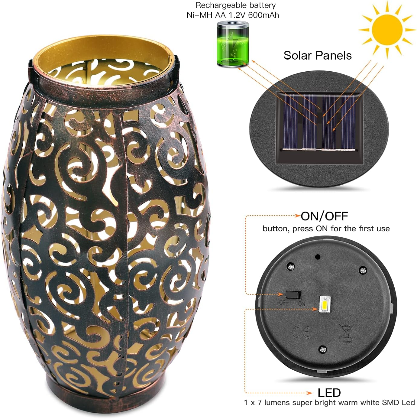 Solar Lanterns LED Table Lights for Patio Garden Courtyard Porch Pathway Decorative (1 Pack) image number 1