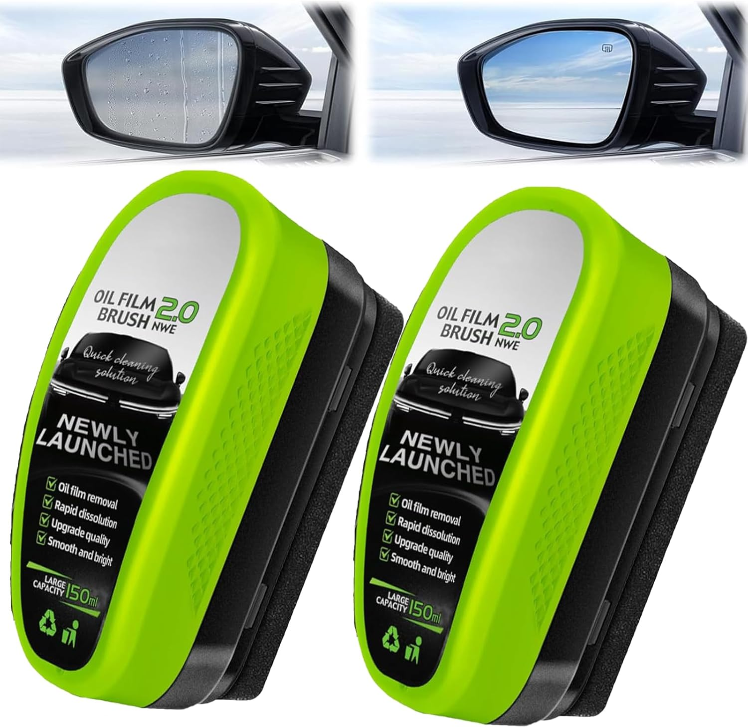 2026 Upgraded Oil Film Cleaning Brush - Clear Vision Windscreen Cleaner Tool with Dual-Scrubber Heads for Car/Suv/Ute Glass Squeegee Combo (2) image number 1