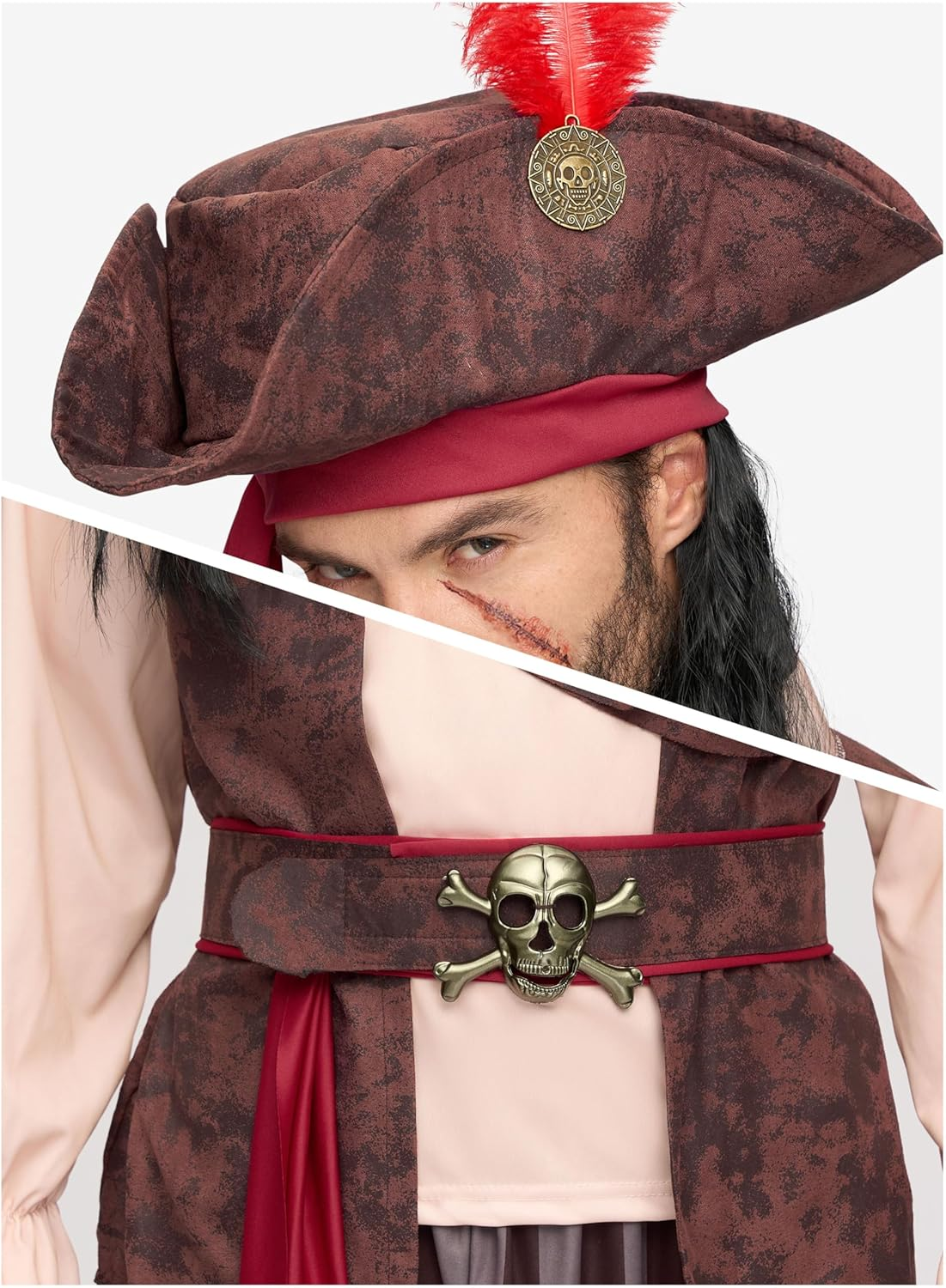 Spooktacular Creations Mens Caribbean Pirate Costume Adult Sea Captain Robber Costume for Halloween image number 1