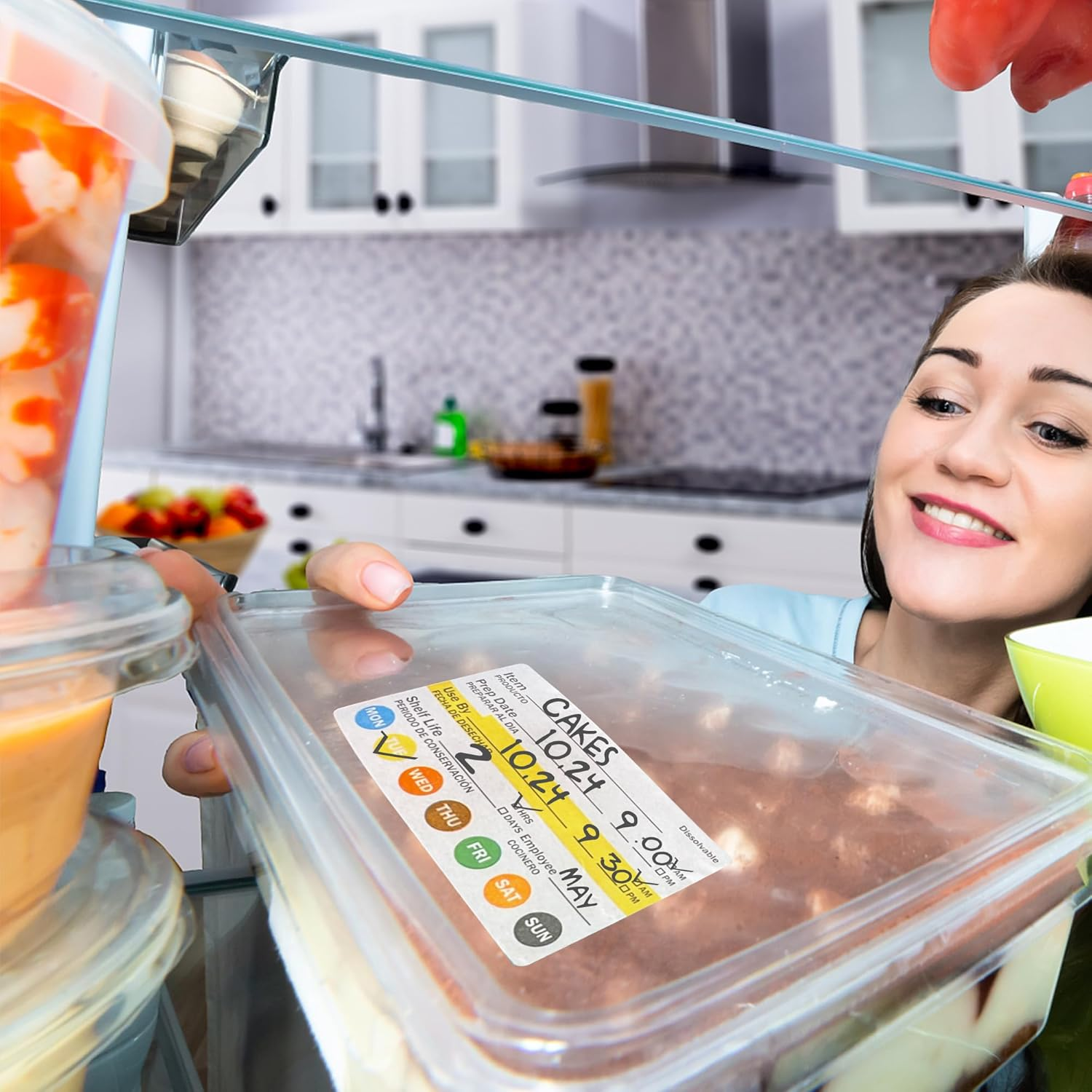 L LIKED Dissolvable Food Labels 2&rdquo;X 3" No Residue Food Storage Labels for Kitchen,Washable Mason Jar Label, Bottle Label,Easy to Write-500 Labels (Matte White image number 1