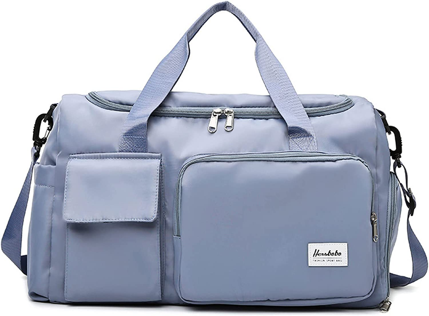 Gym Duffle Bag with Shoe Compartment Wet Pocket, Weekender Travel Bag with Shoulder Straps, Waterproof Sports Duffle Bag for Men Women, Lightweight Carry on Gym Bag (Green)