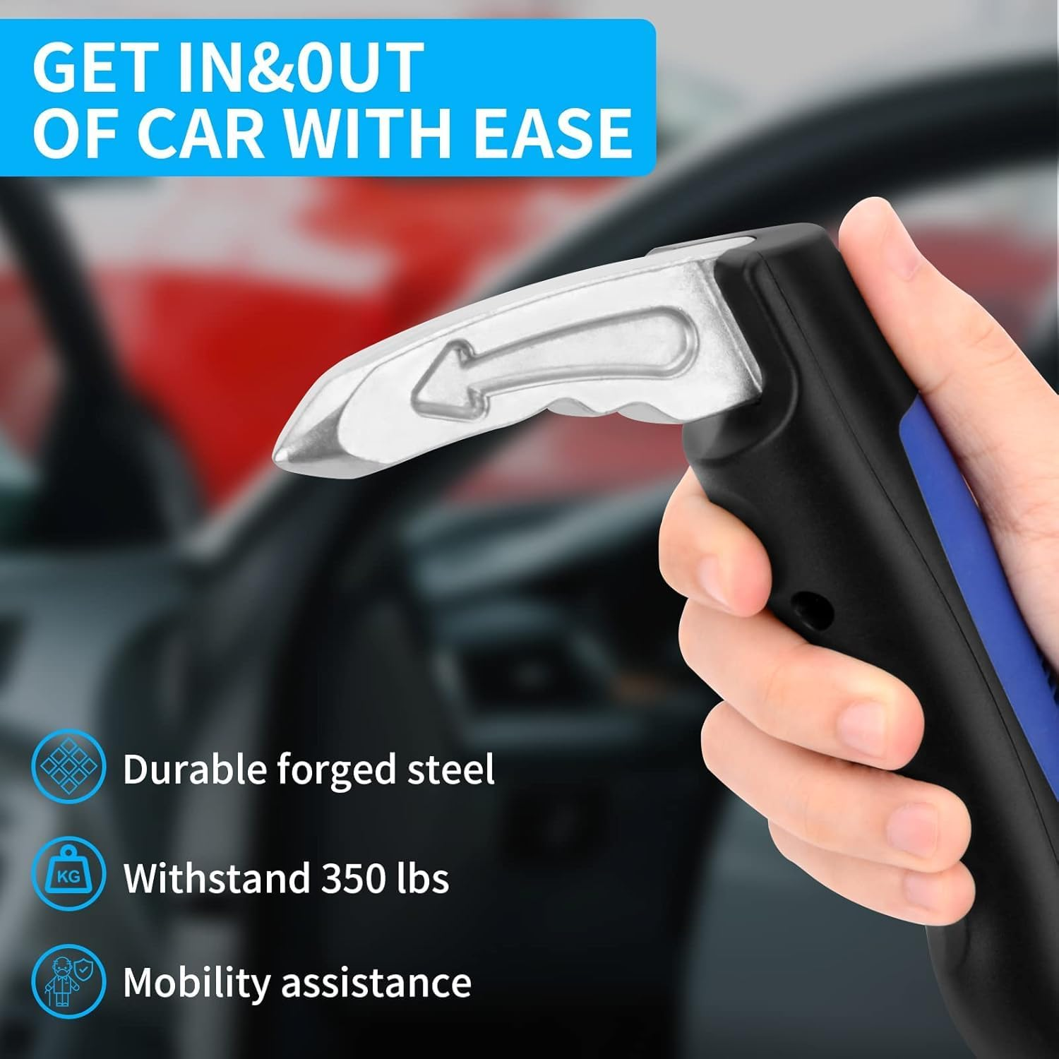 2Pcs Portable Vehicle Support Handle, Elderly Car Assist Handle Cane Automotive Door, Multi-Function Window Breaker Standing Mobility Aid for Elderly Car Emergency Tool, Supports up to 350 Pounds image number 4