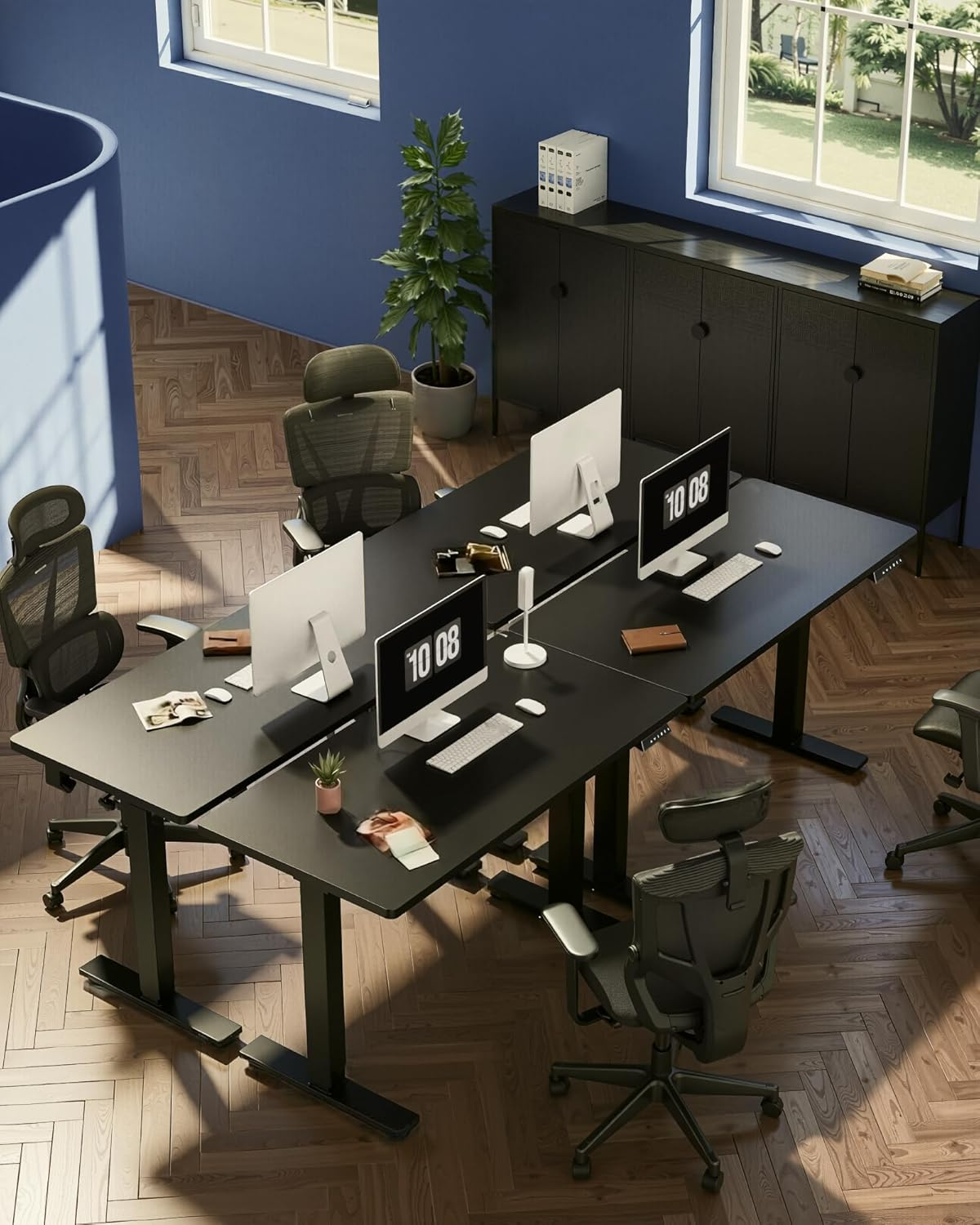 FLEXISPOT Electric Standing Desk 120&times;60Cm Height Adjustable Desk Sit Stand Desk Home Office Desks Whole-Piece Desk Board Black Frame + 120Cm Black Table Top image number 5