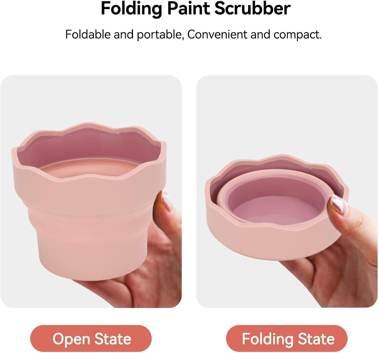 2PCS Collapsible Paint Brush Washer, Portable Silicone Washing Bucket Brush Holder Brush Cleaner Painting Water Cup Collapsable Cups for Watercolor Oil Painting(Pink) - Blue image number 3