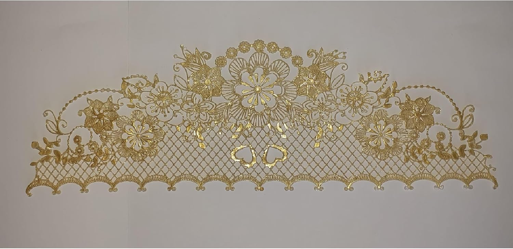 Generic Edible Laces for Cakes, Happy Birthday, Cake Toppers, Gold Shiny Cake Decorations, Birthday Party Decorations, Christmas Decorations (Golden) - Golden image number 2