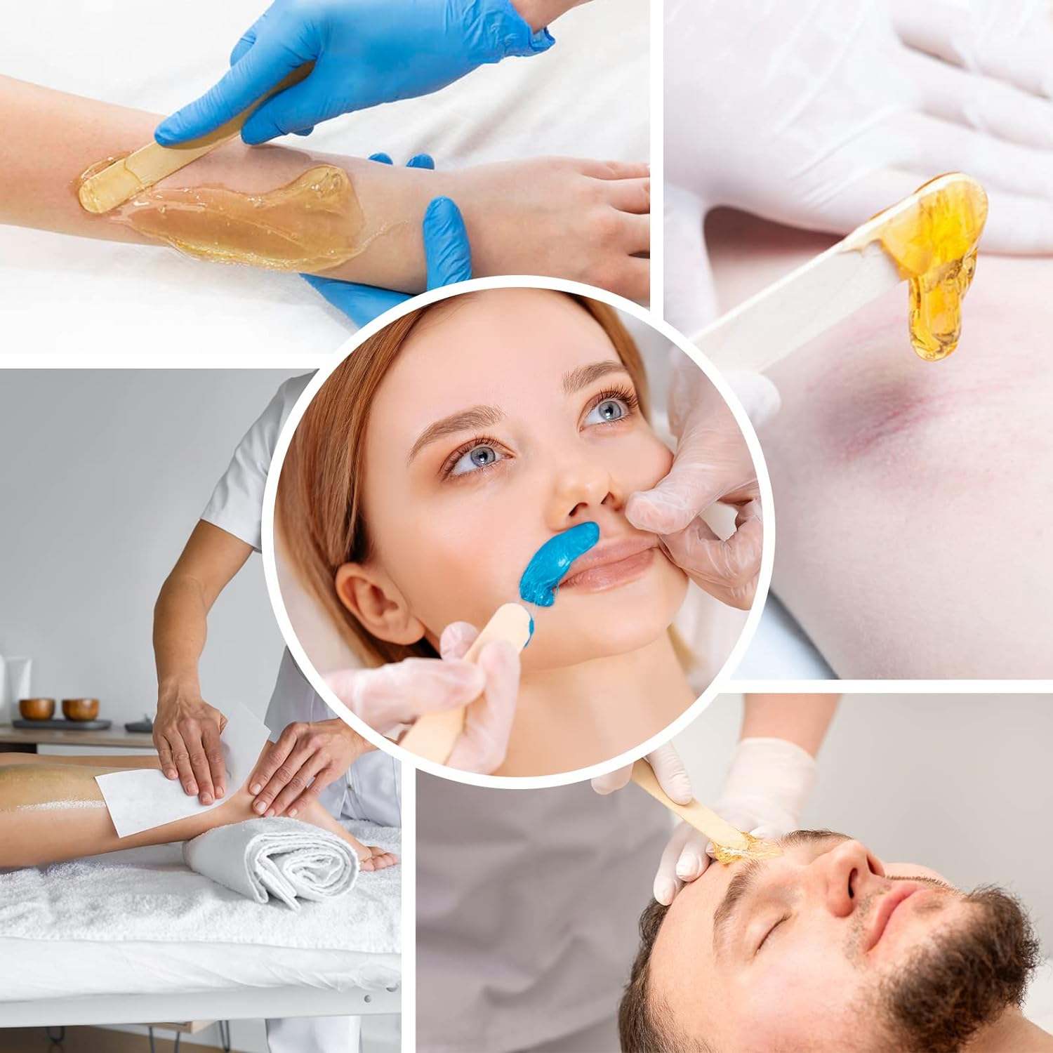 400Pcs Wax Strips Kit, 300 Wooden Wax Applicator Sticks & 100 Non-Woven Paper Wax Strips for Face, Body Hair Removal, Unisex Adults image number 6