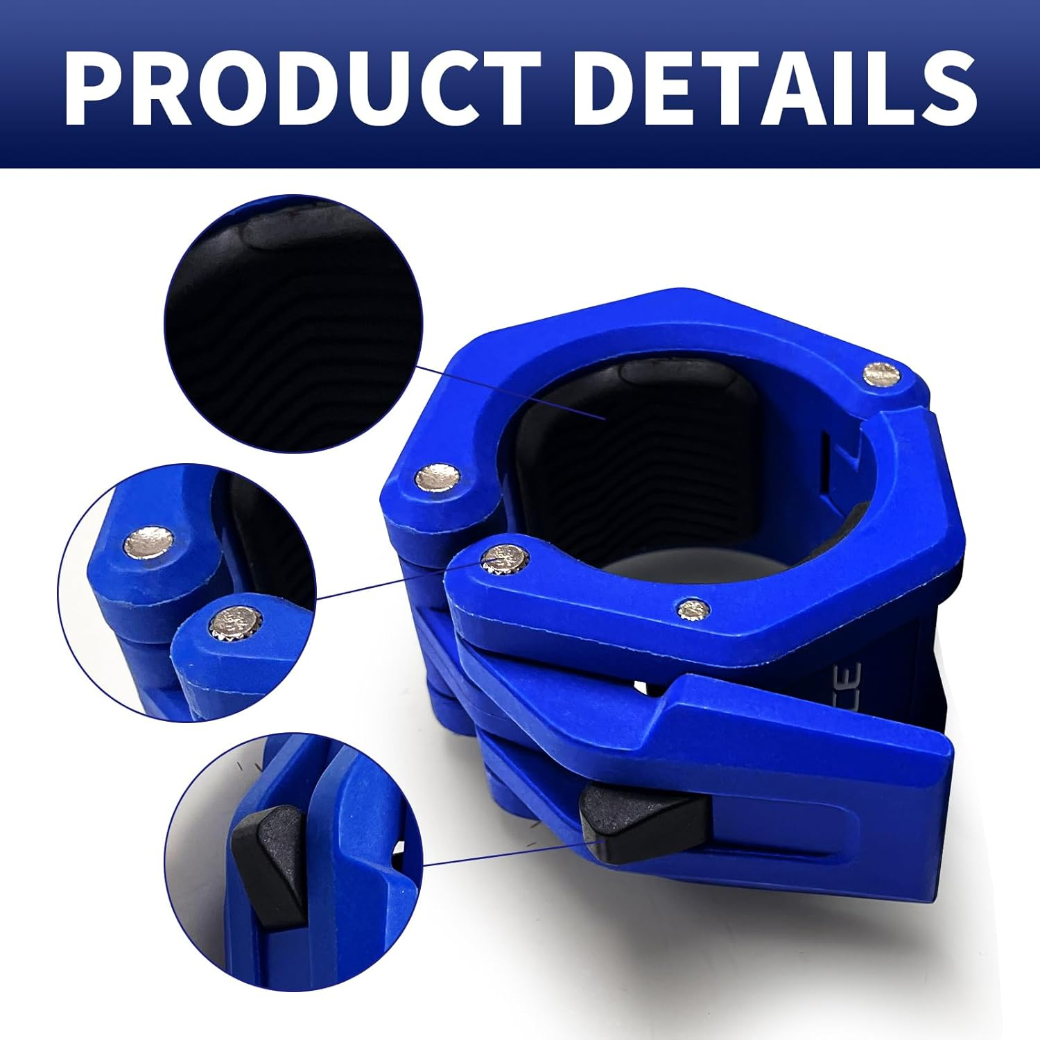 HCE Olympic Collars, 50Mm Barbell Clamps, ABS Lock Barbell Clips for Weightlifting Bars, Quick-Release Secure Locking Collars for Home Gym Fitness Equipment Gym Essential, Lightweight Design,Blue image number 6