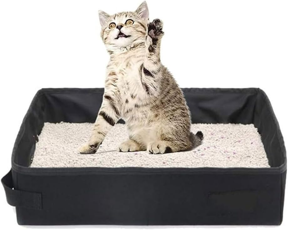 Portable Cat Litter Box, Travel Cat Litter Box (45 X 35 X 13 Cm) Foldable Waterproof Portable Cat Litter Box, Collapsible Foldable and Packable Light Weight for Indoor and Outdoor Use (2 Pcs) image number 1