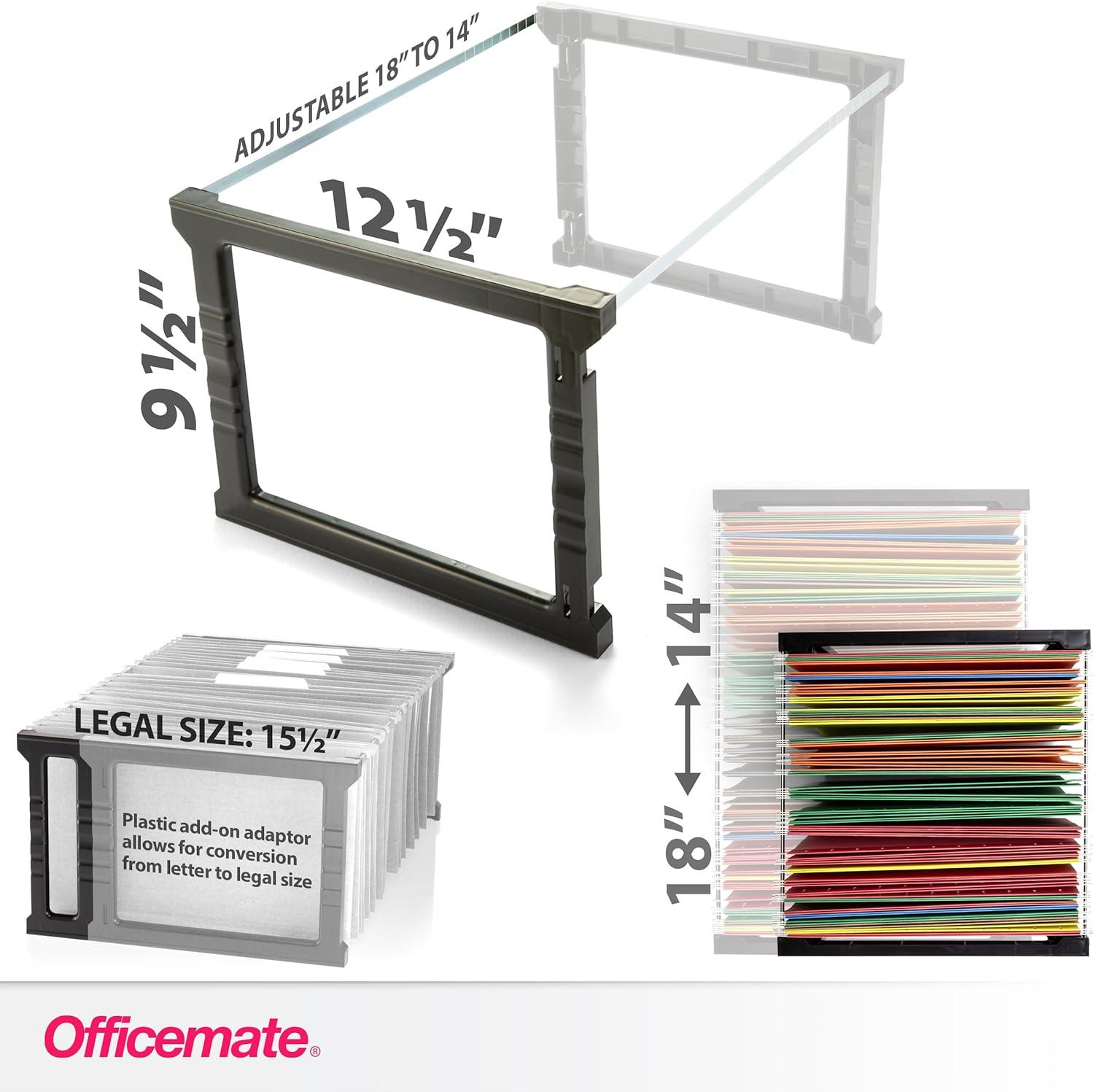 Officemate Plastic Hanging File Folder Frame, 18 Inch, Letter and Legal Size. 1 Set (91961)