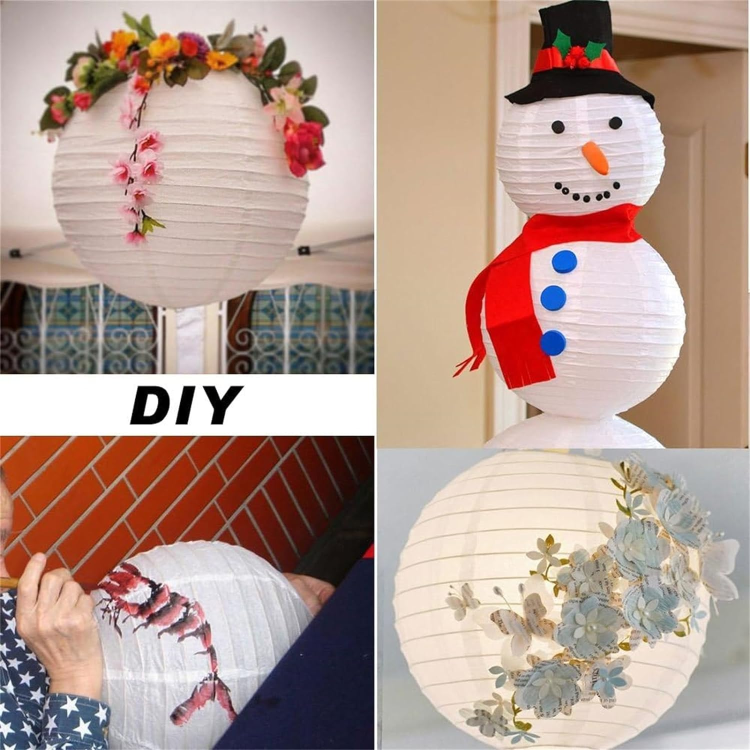 10 PCS White Paper Lanterns 10 Inch Decorative Chinese Japanese Hanging round Paper Lanterns for Birthday Wedding Christmas Bridal Home Decor Party Decoration image number 2