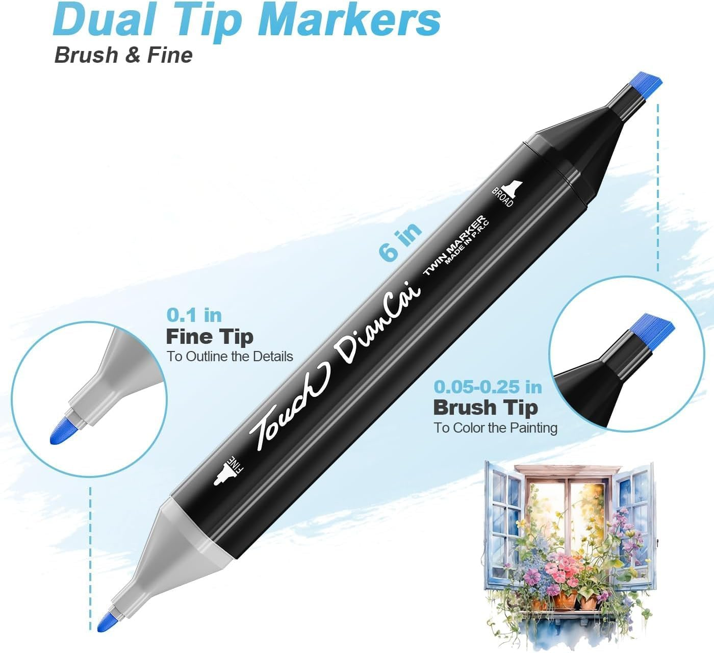 Alcohol Based Markers 24 Colors - Chisel & Fine Dual Tip Markers Set for Adults Kids,Permanent Markers Pens Coloring Alcohol Markers image number 5