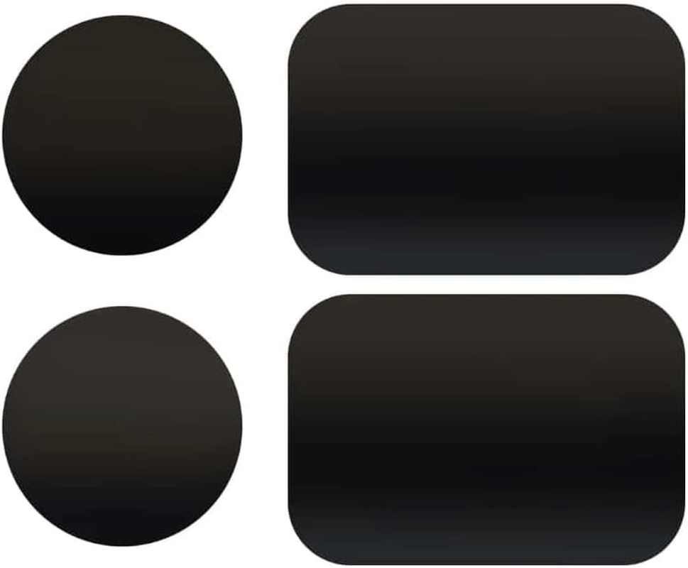 Metal Plates for Mobile Magnetic Mount - Universal Replacement Plate Metal Disc with Strong Adhesive for Car Mounts, Magnetic Phone Holder - 2 Rectangle and 2 round (All Black) image number 1