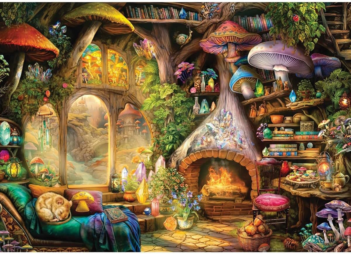 Ravensburger Mushroom Cottage Puzzle &ndash; 1000 Piece Jigsaw for Adults, Fantasy Cottagecore Art Scene image number 2