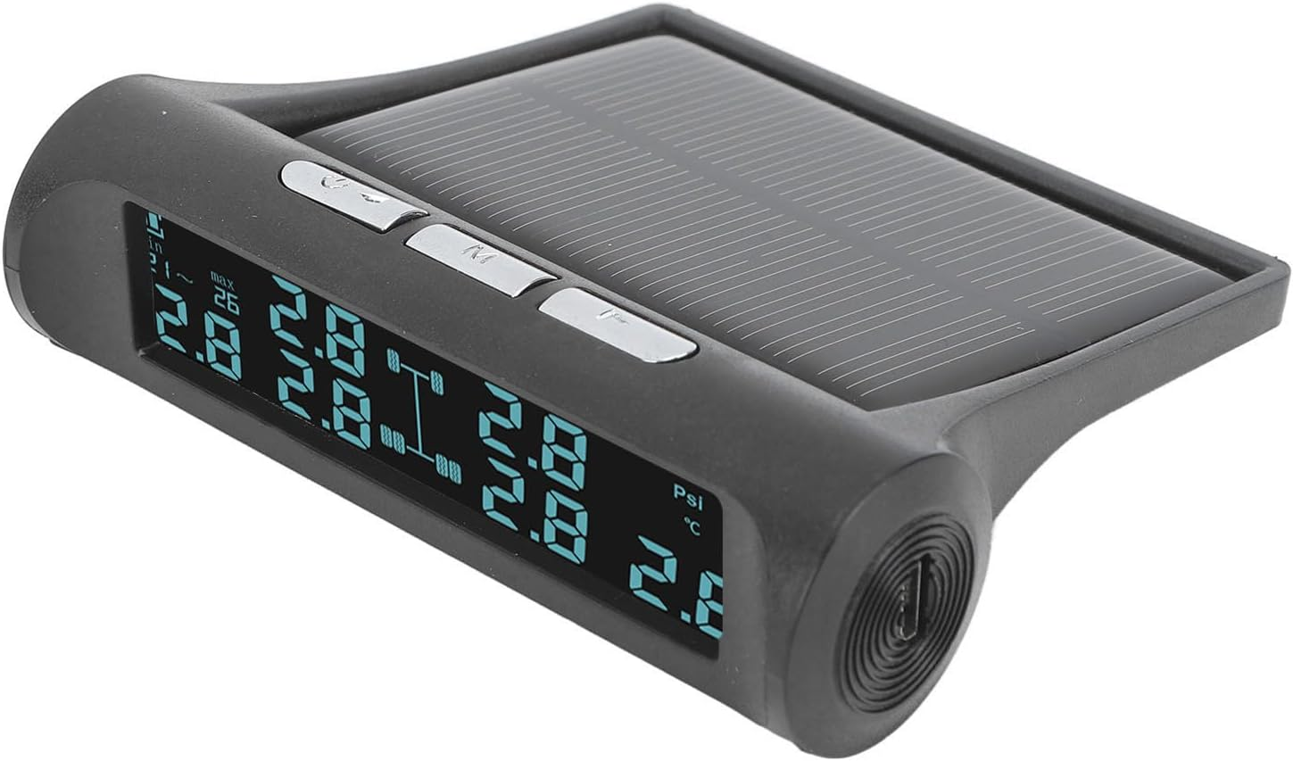 Solar Power Tire Pressure Monitoring System, 6 Wheels TPMS Pressure Sensor Monitor with LCD Display, 0-116Psi, Real Time Tyre Pressure Detector for RV Truck Suvs image number 1