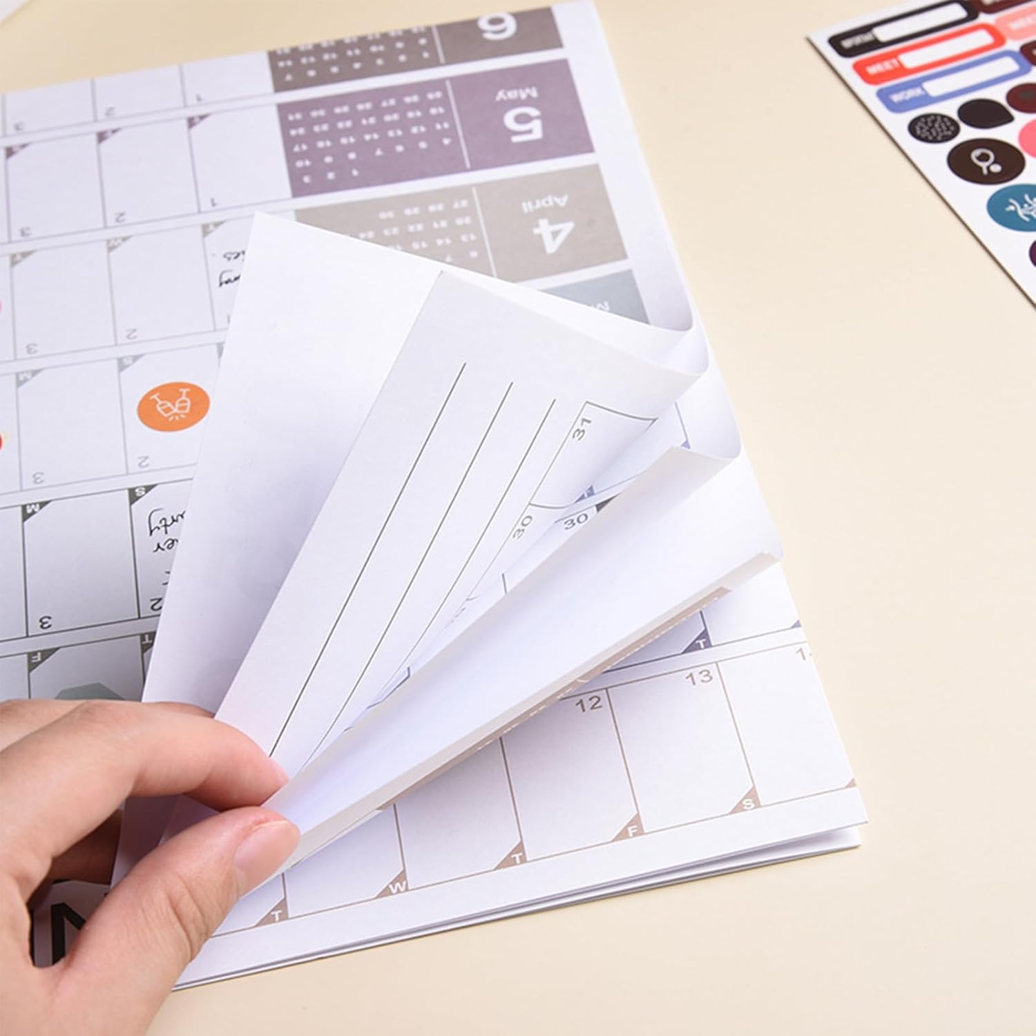 2025 Wall Planner & Yearly Wall Calendar with Colored Stickers, Large Annual Calendar 24"X33" (Open), Foldable Horizontal Poster, 365 Daily Plan Office Home Planner, Blank Paper Chart MRD (Multicolor-M) image number 3