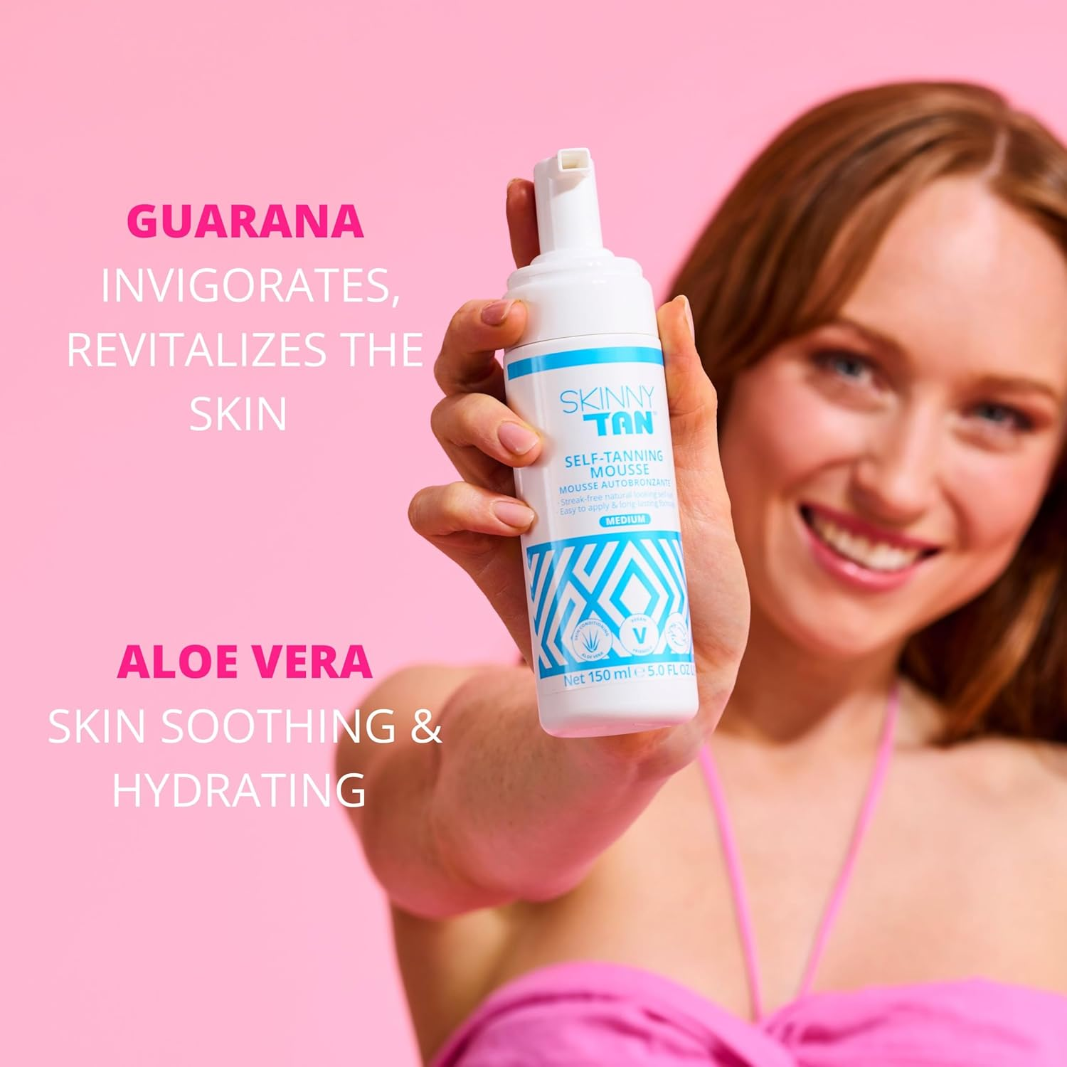 Skinny Tan Tanning Mousse Lotion | Streak-Free, Natural-Looking & Long-Lasting Tan | Coconut & Vanilla Scent - Medium Tan, 150Ml image number 5