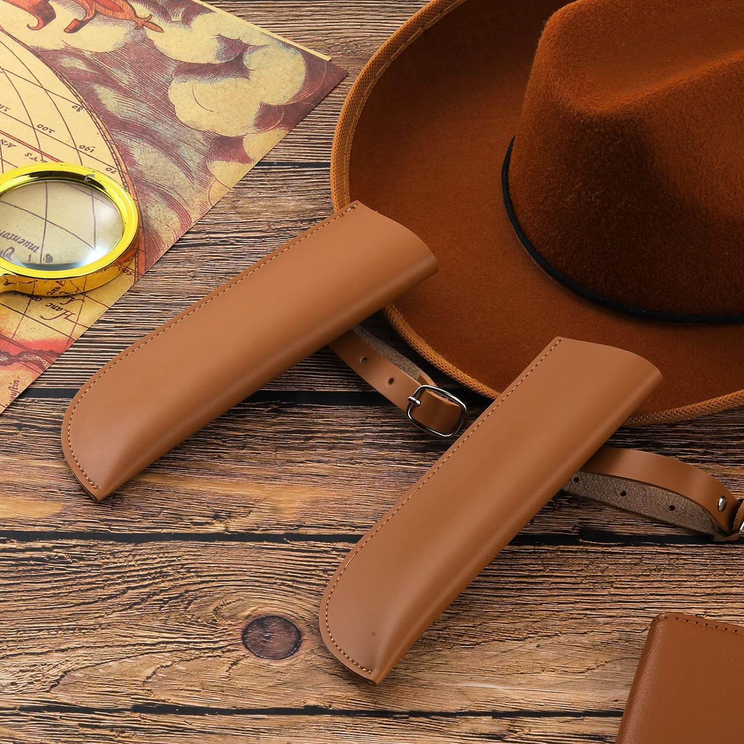 Woanger Leather Flag Carrier with Stirrup for Horse Saddles, 7 X 2.2 Inch, Brown