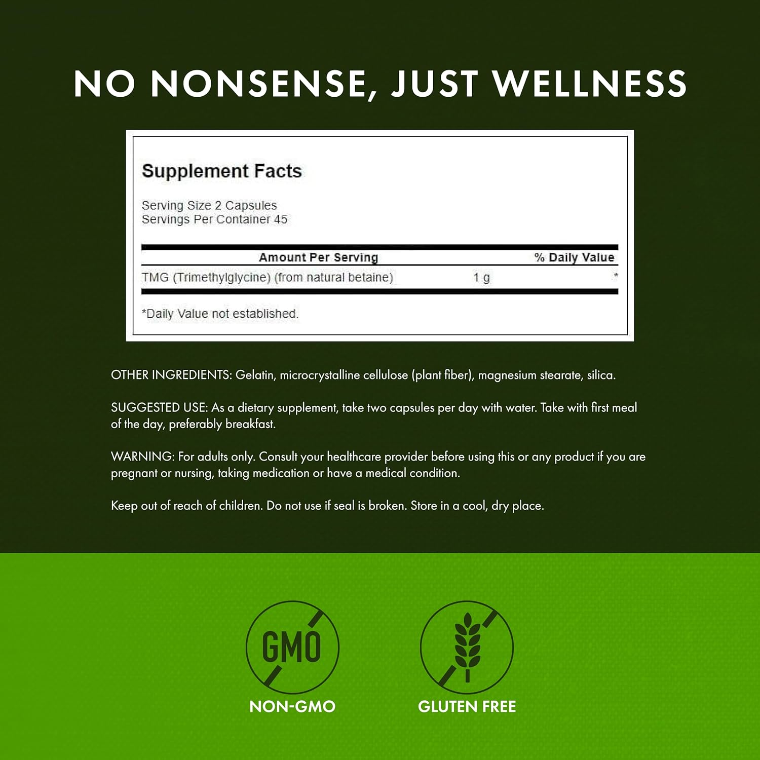 Swanson 500Mg TMG Trimethylglycine, 90 Capsules